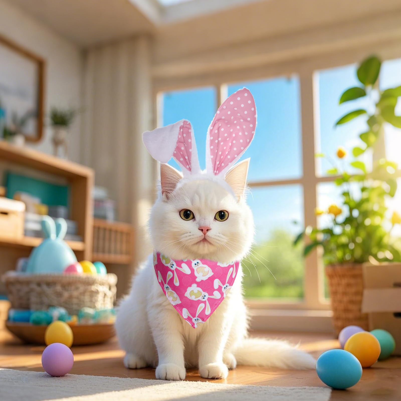 Choyaxo Dog Easter Costume Including Bunny Ears Headband Bandana