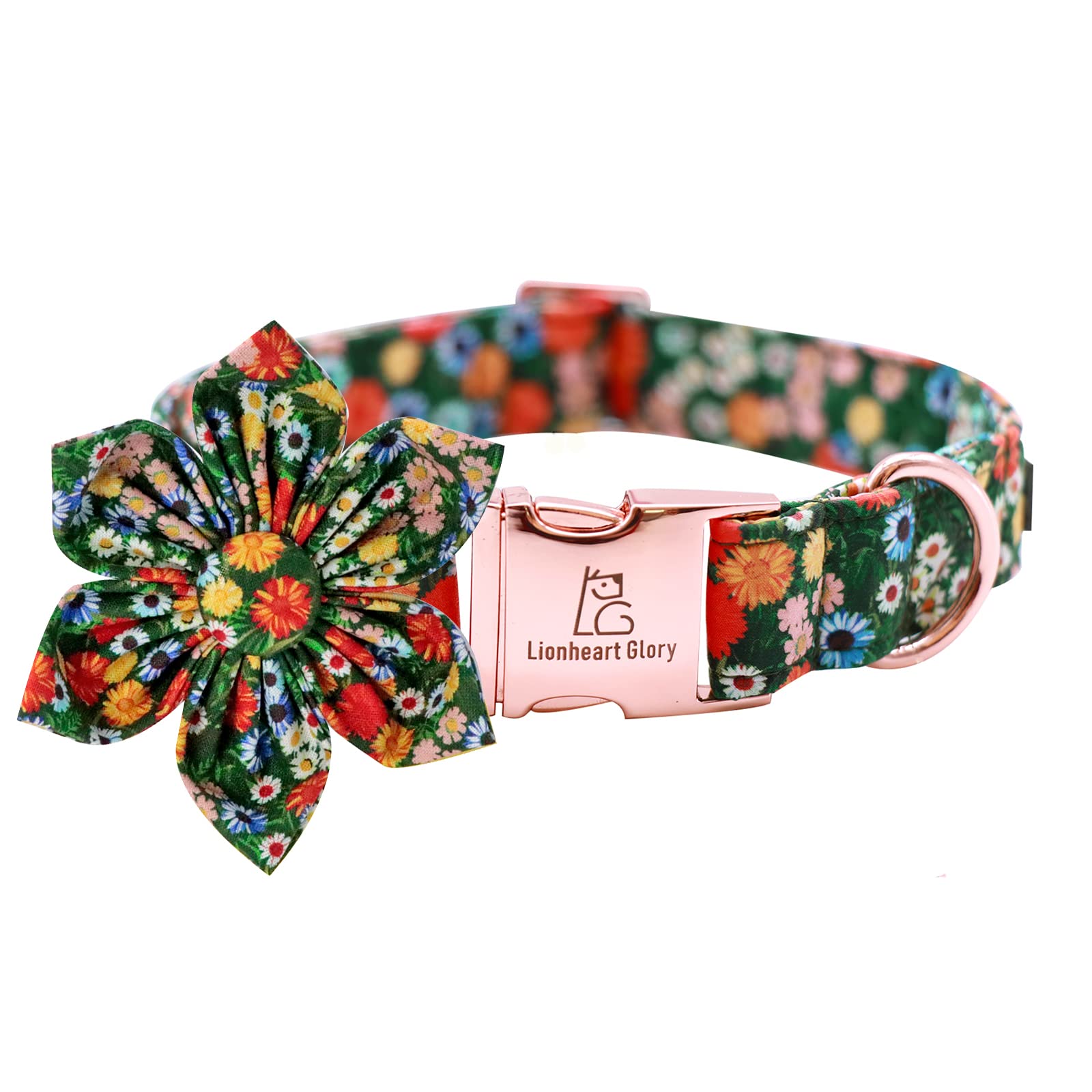 Lionheart Glory Dog Collar, Dog Collar with Flower, Cute Floral Pattern Pet Collar Adjustable Dog Collar for Large Dogs