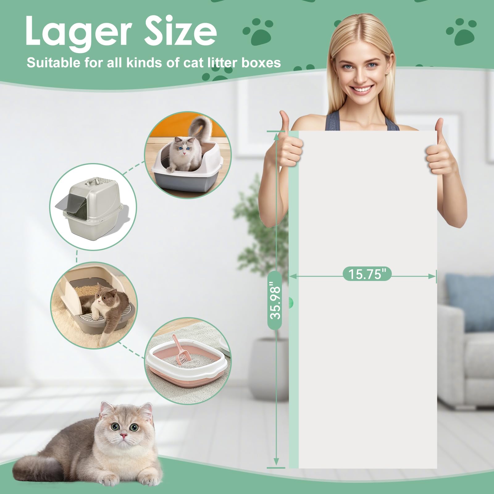 Looptime 30 Count Litter Box Liners Large 36''X18'',Xl Jumbo Drawstring Extra Thick Cat Litter Bags,Extra Durable Cat Litter Bag