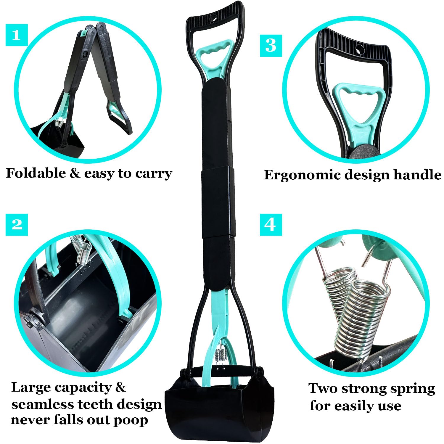 Ienjoyed 32' Tall Pooper Scooper, Large Pooper Scooper For Dogs Heavy Duty, Dog Pooper Scooper With Long Handle & High Strength