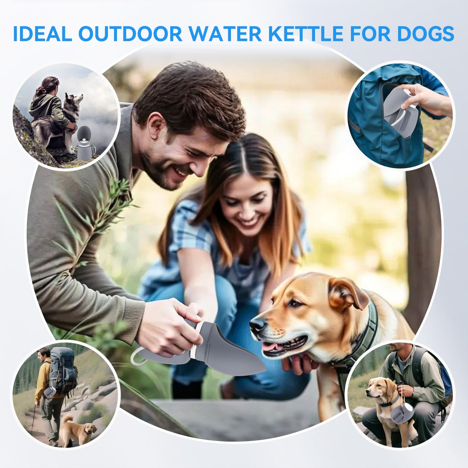 Namsan Portable Water Bottle For Dogs, High-Capacity 800Ml, Silicone Dog Water Bottle With Lanyard, Leakproof Dog Travel Cup, Bp