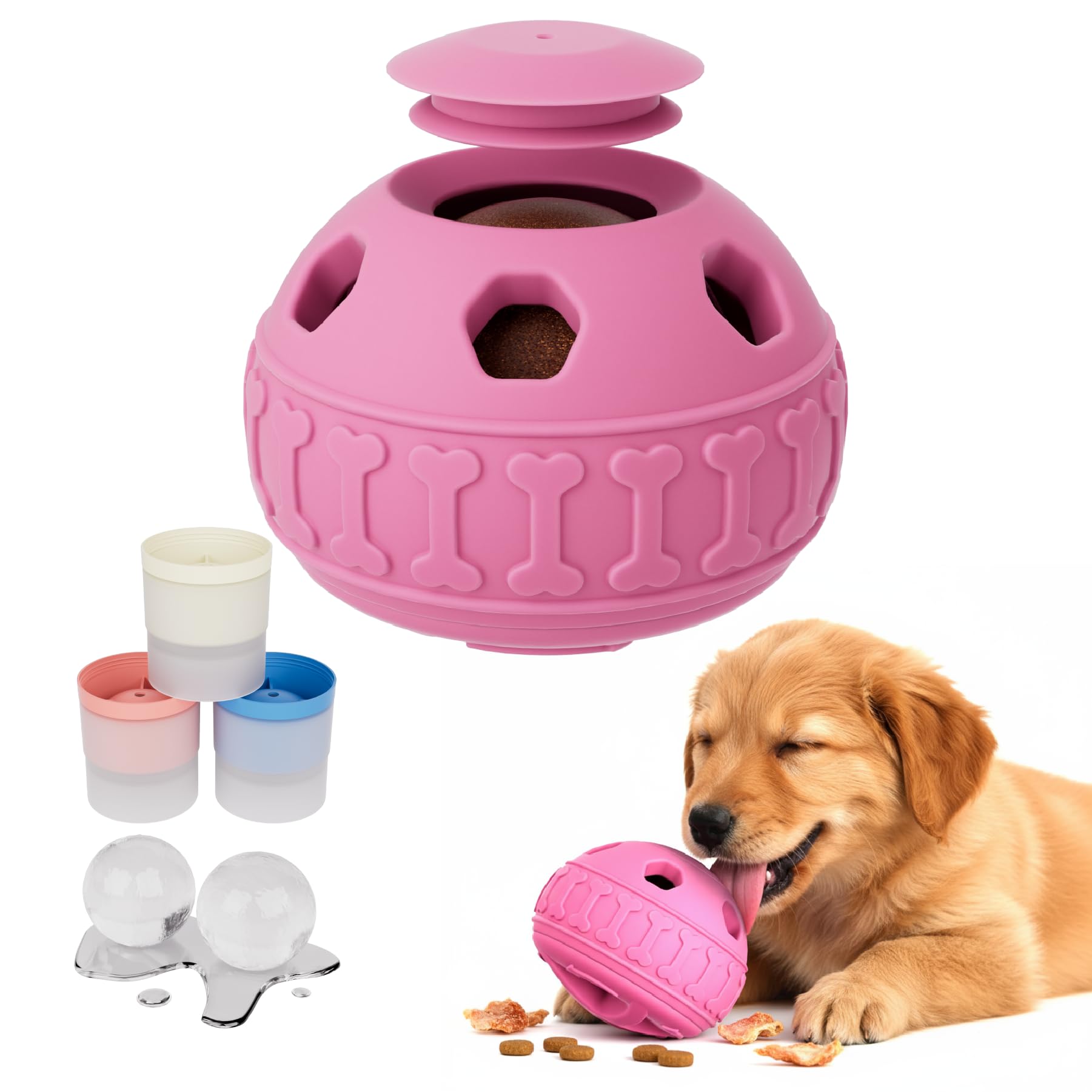 YOUAWE Frozen Treat Dispensing Dog Toys, Enrichment Licking & Puzzle Feeder, Sturdy Rubber Interactive Dog Toys, Dog Chew Toy fo