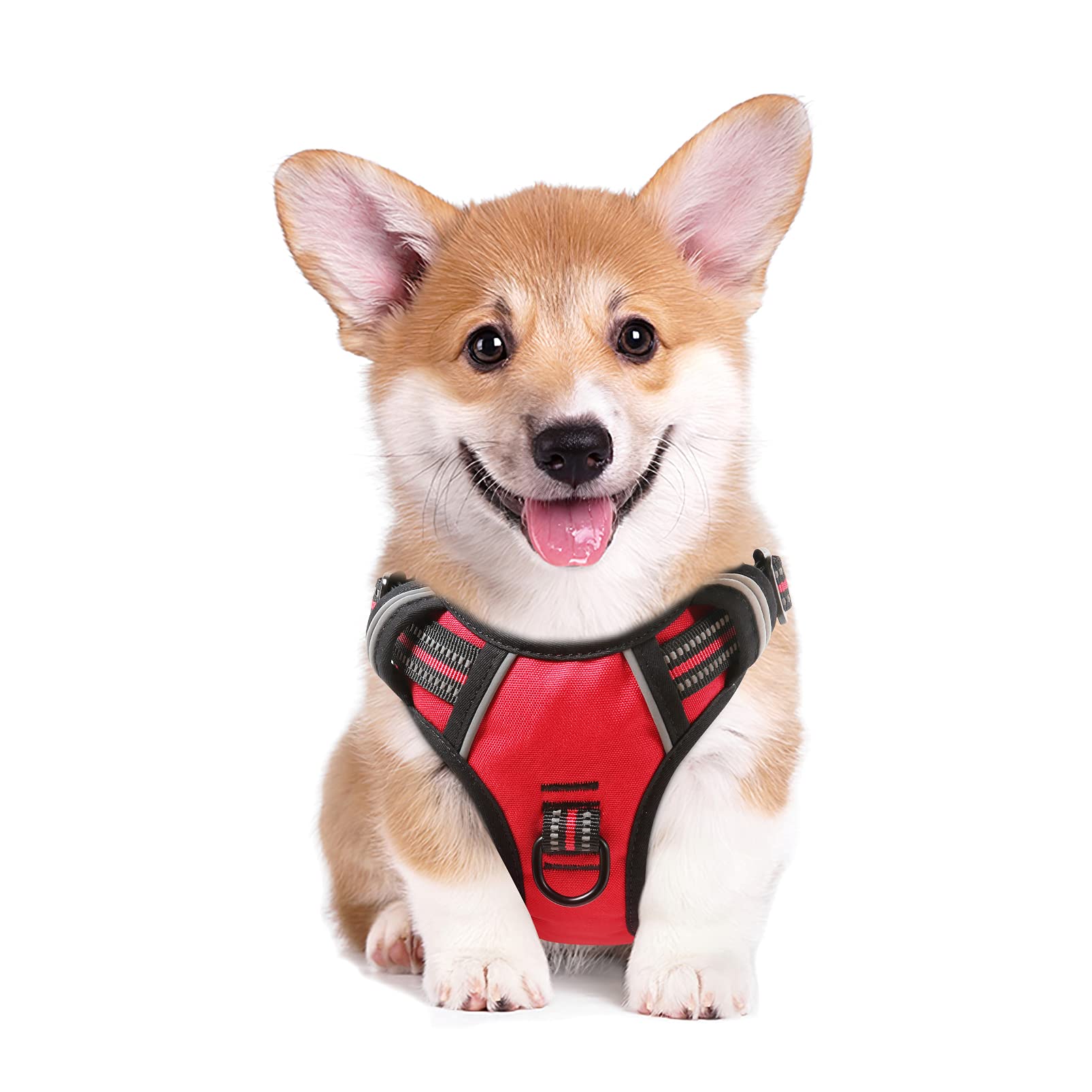 Heele Dog Harness Medium No Pull Vest Harness Adjustable Reflective And Durable For Outdoor Training, Red, M