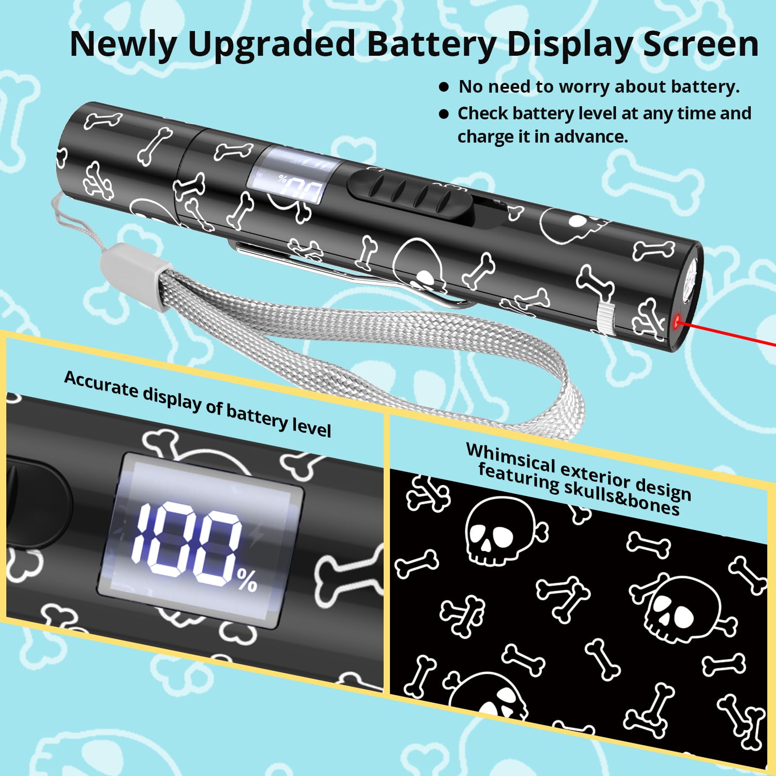 Waputne Interactive Cat Toys with 7 Adjustable Mode, Battery Level Display Screen,USB Rechargeable & Portable - Cat Toy for Indo