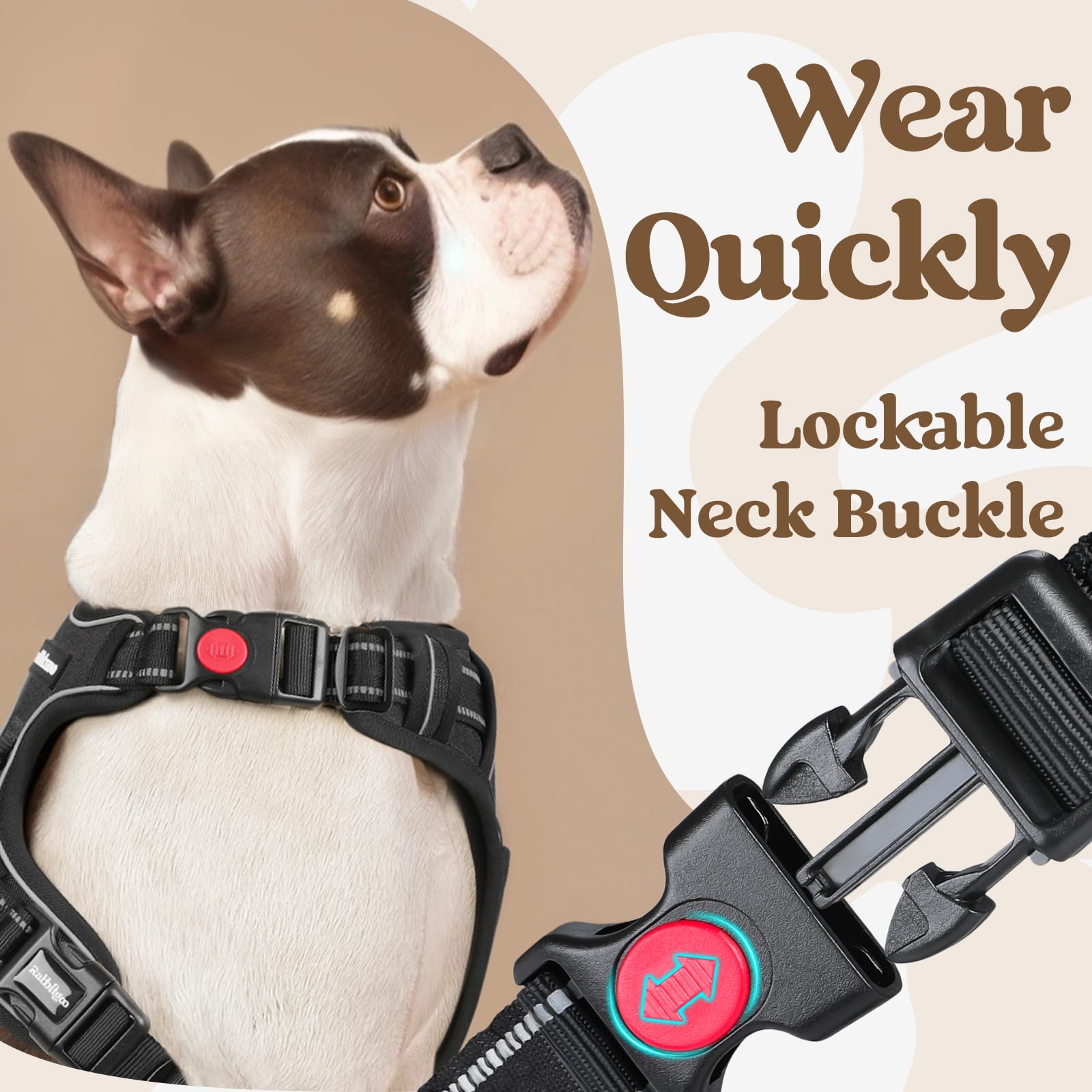 Rabbitgoo Dog Harness For Large, No Pull Pet Harness With 3 Buckles, Adjustable Soft Padded Pooch Vest With Instant Control Handle, Easy Walking Reflective Pet Vest For Extra Large Dogs, Black, Xl
