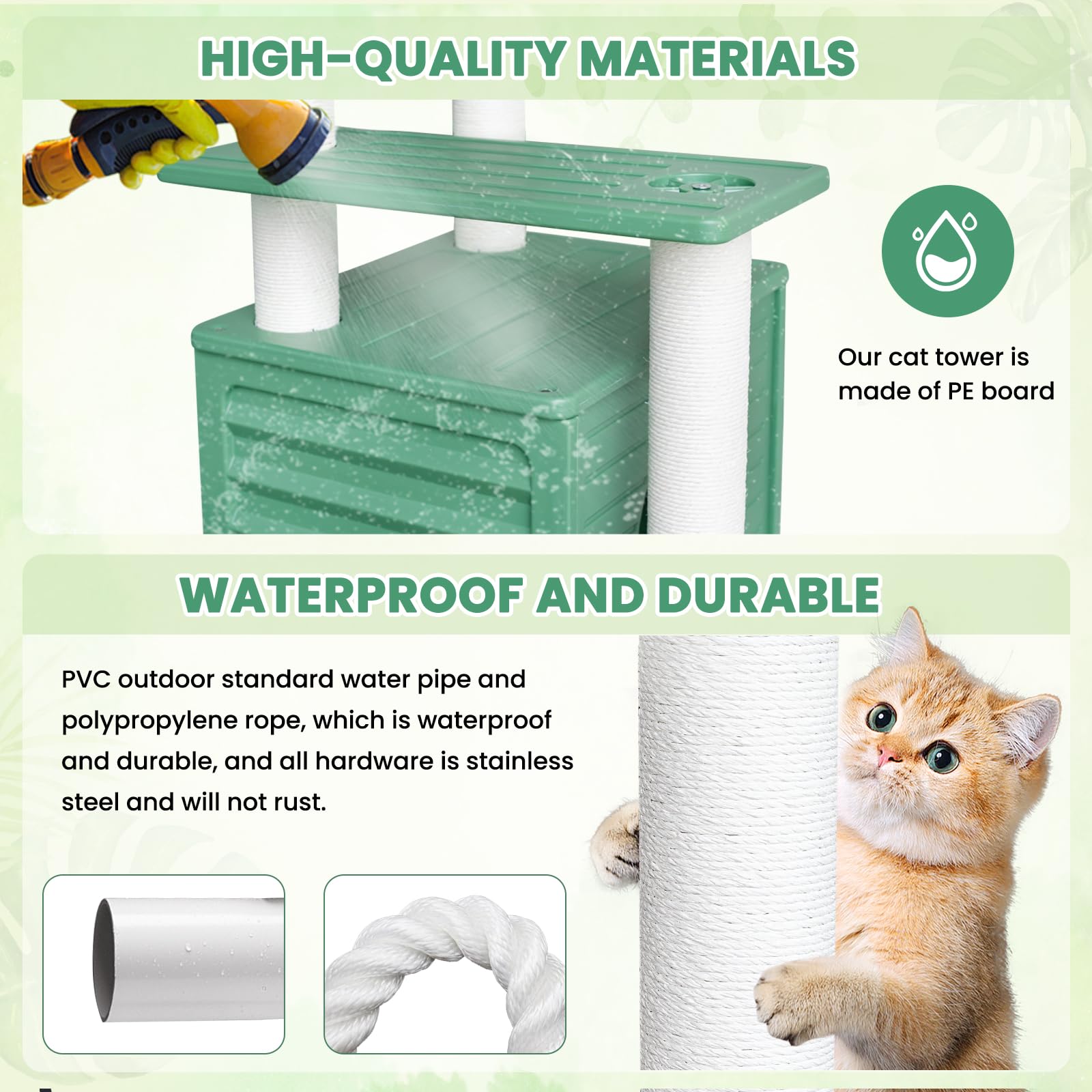 Maohegou 72 Inches Tall Cat Tree, Outdoor Cat House, Weatherproof Large Cat Condo With Cat Scratch Post, For Outdoor And Indoor