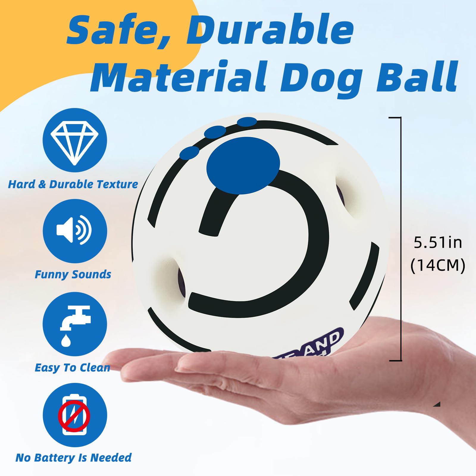 Shake And Laugh Glow In The Dark Dog Toys Ball, Interactive Dog Ball, Shaking With Gibbering Sound, Xl, 5.51 In (14 Cm)