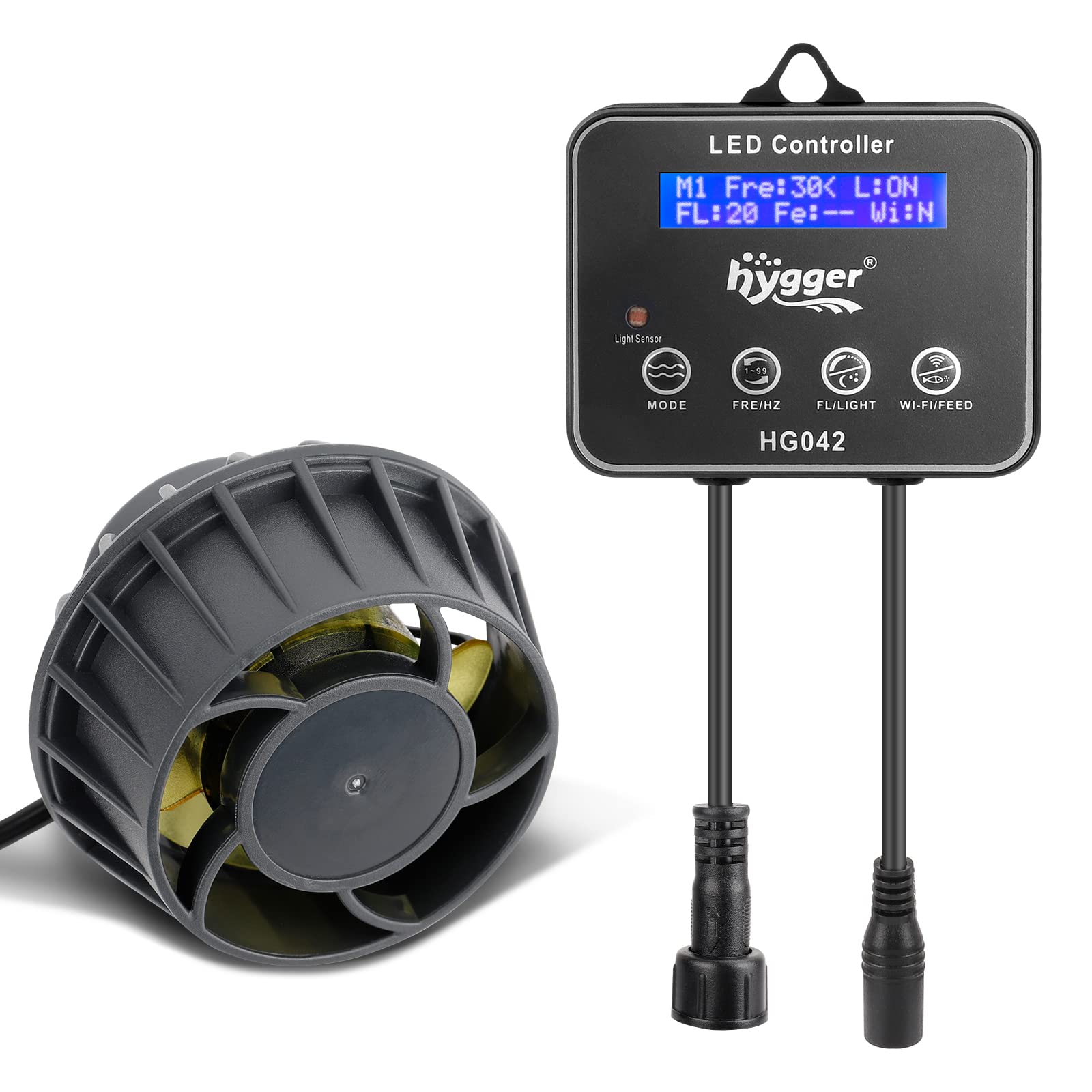 hygger 3400 GPH Aquarium Inverter Wavemaker Pump with LED Controller, DC 24V 18W Ultra-quiet Submersible Power Head with Magneti