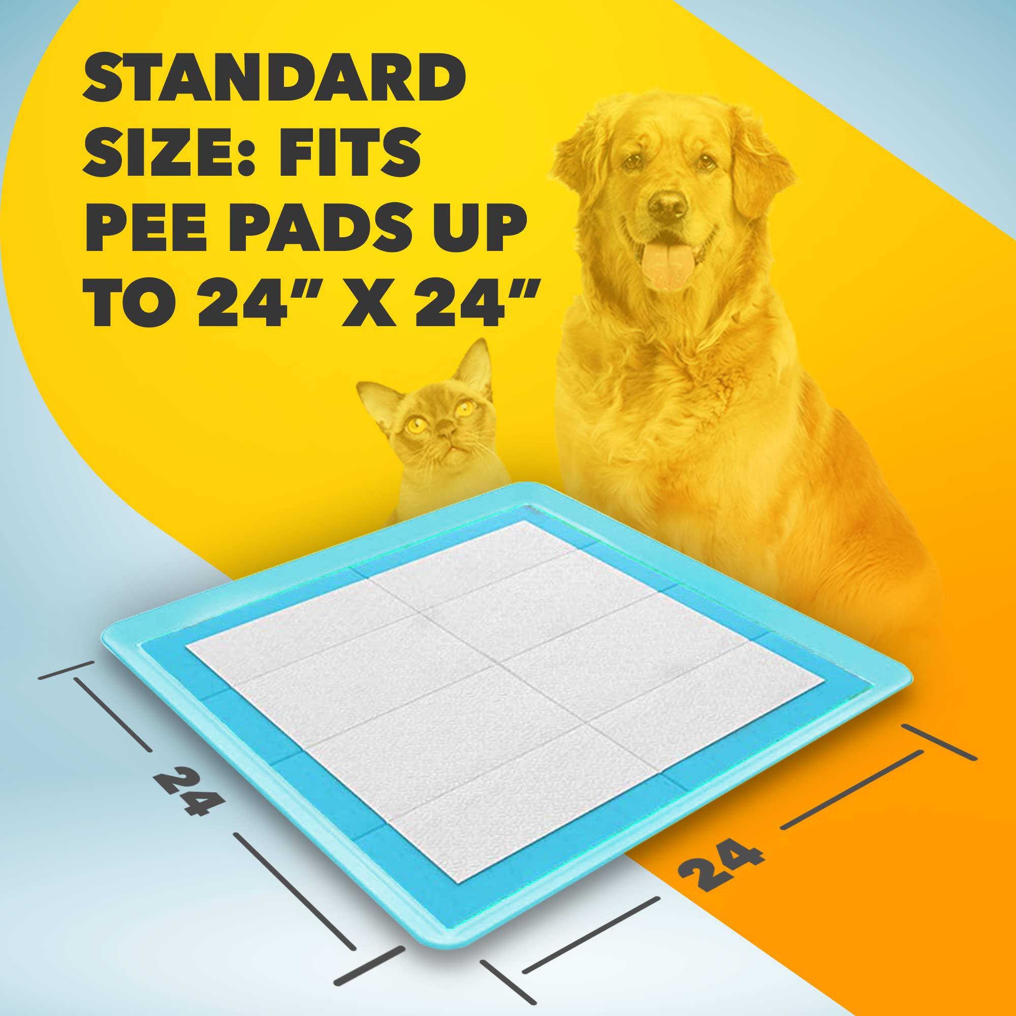 TidyFriend Dog Puppy Pad Holder Tray for 24 x 24 Inches Training Pads - Silicone Wee Wee Pad Holder, No Spill Pee Pad Holder for