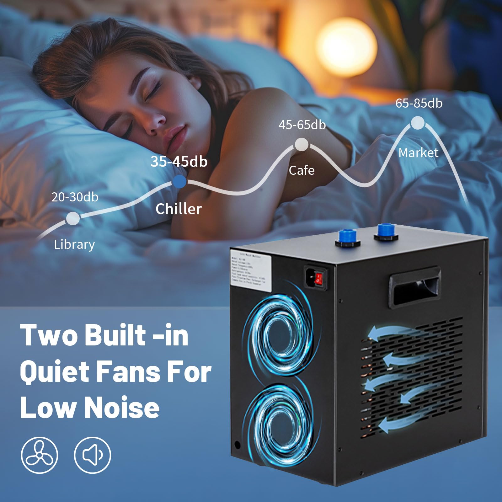 Dialorys 42 Gallon 1/10HP Aquarium Chiller - Energy Efficient Fish Tank Water Chiller for Axolotl, Freshwater & Saltwater Tanks,