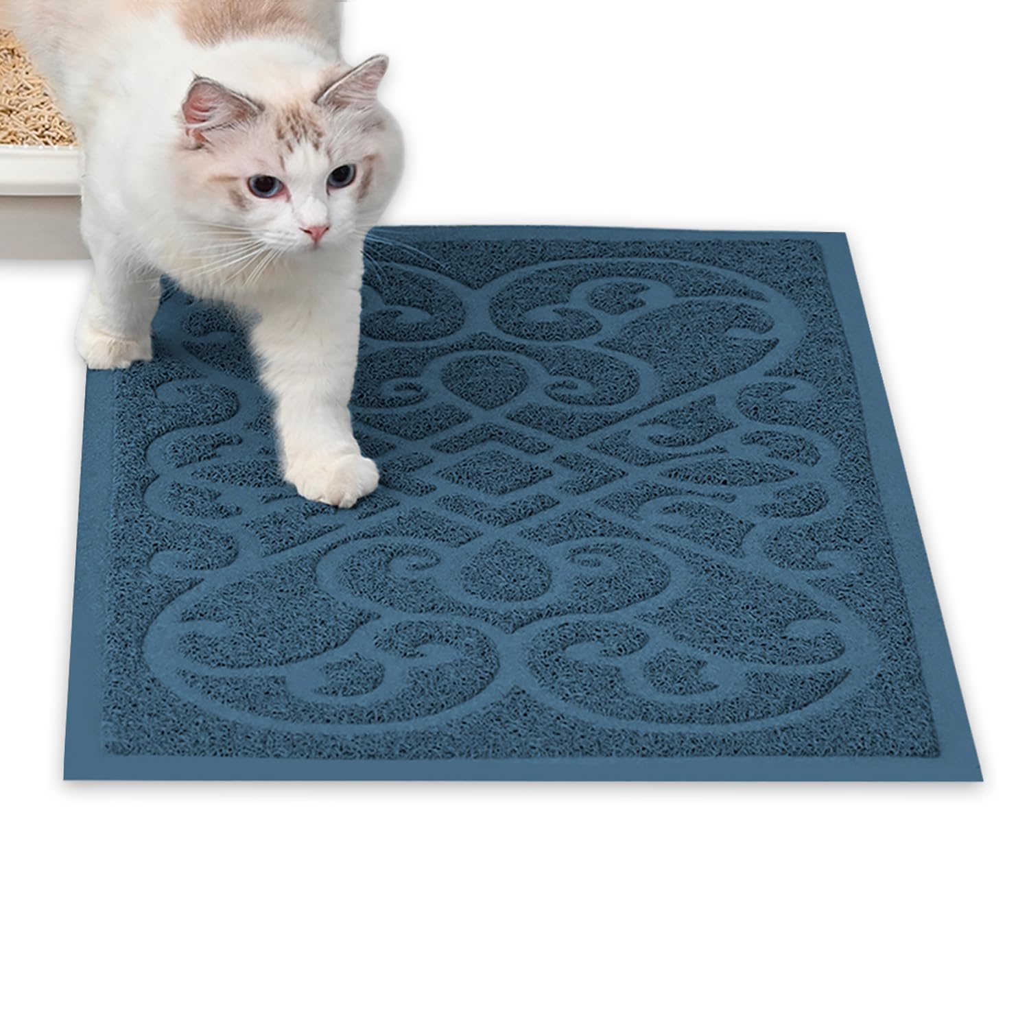 Petlike Cat Litter Box Mat, Thick Kitty Litter Trapping Mat, Durable,Waterproof &Washable With Non-Slip Backing, Soft On Kitty P
