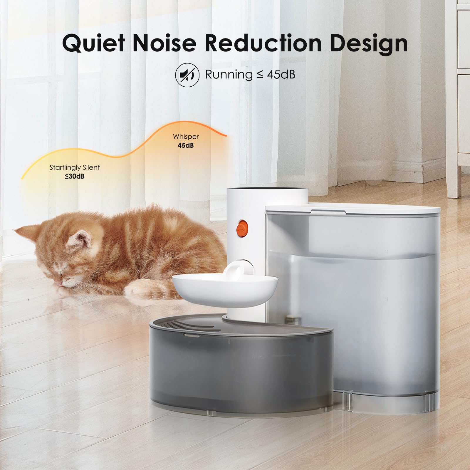 Smart Pet Water Fountain, Automatic Wireless Pour-Over Cat Water Dispenser, Removable Ultra Silent Automatic Water Feeder Long E