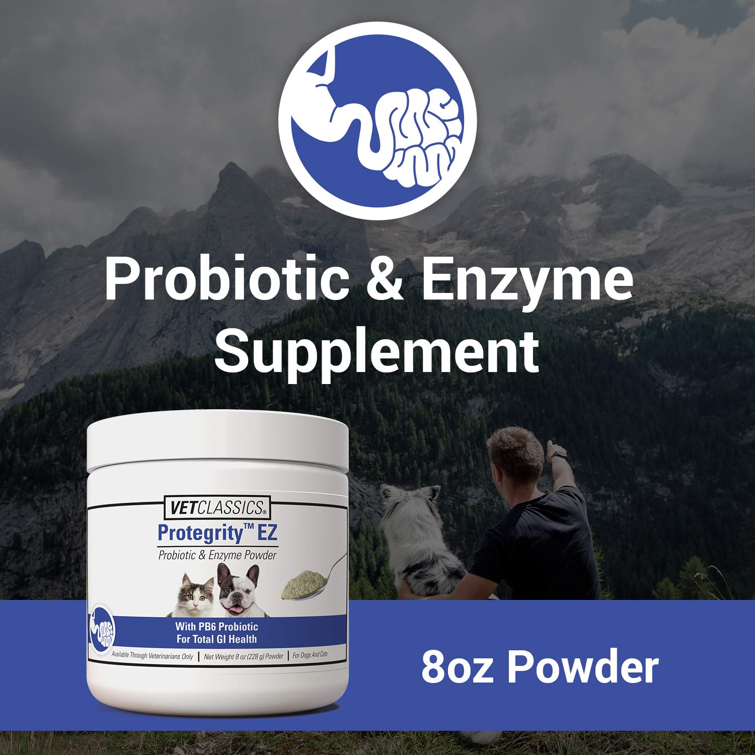 Vet Classics Protegrity EZ Probiotic Health Supplements for Dogs, Cats - Dog Digestive Support, Pet Gastrointestinal Health, Cat