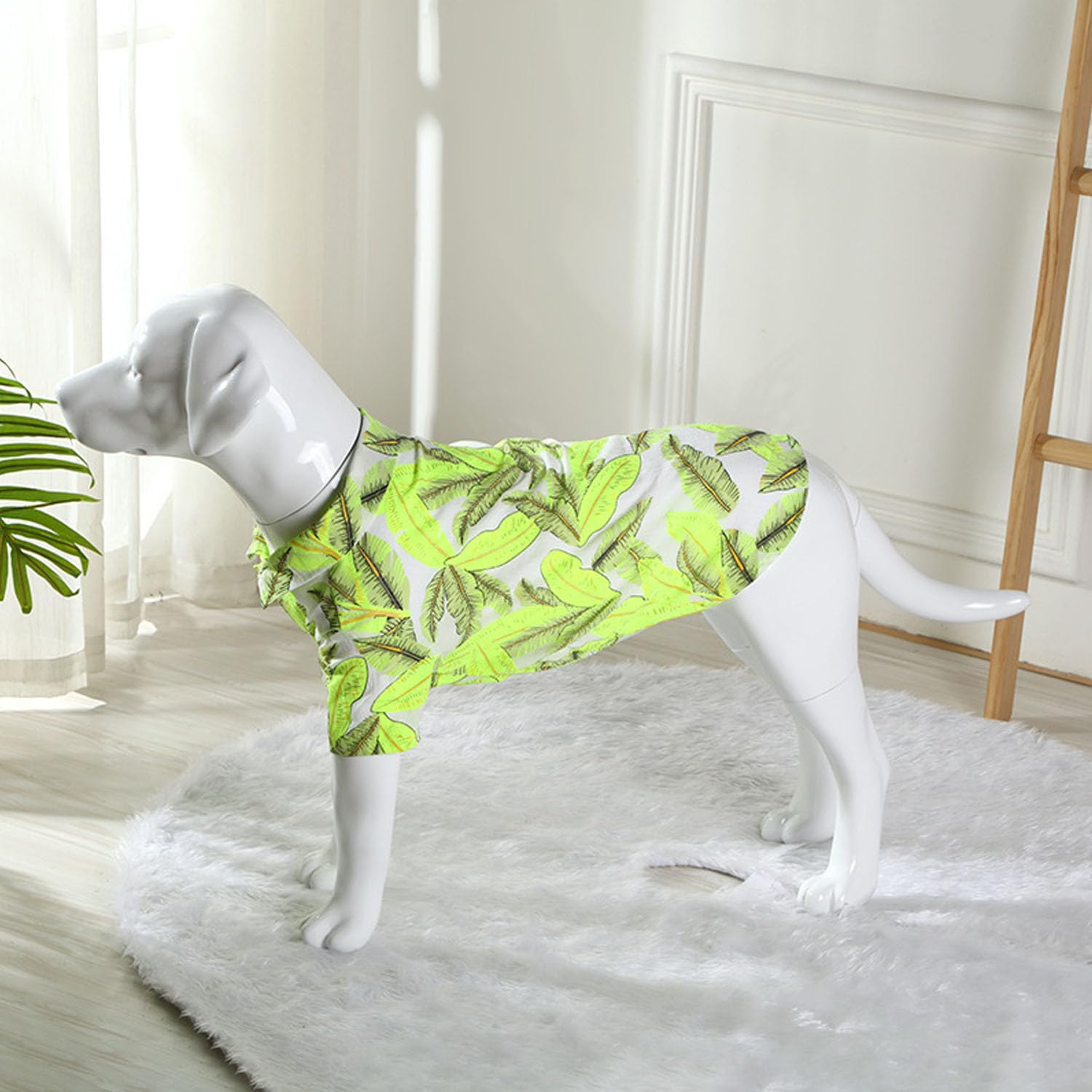 Harikaji Dog Hawaiian Shirt, Summer Pet Clothes Large Dog Cool Costume Beach T-Shirt For Medium Large Dog (Yellow Leaves,3Xl)