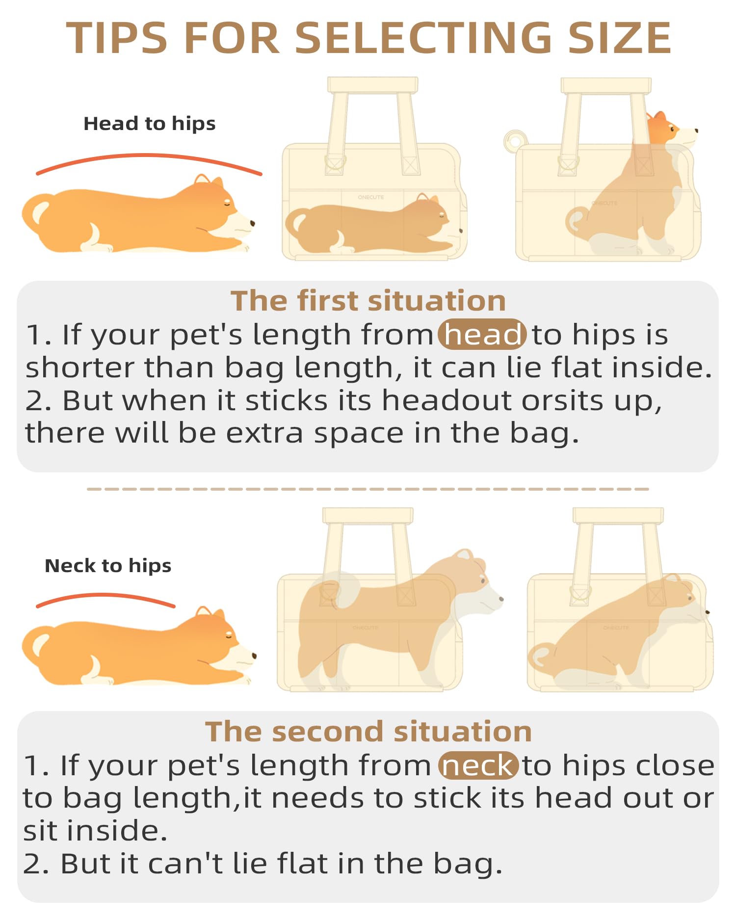 Onecute Dog Purse Carrier For Small Dogs Rabbit Cat With Large Pockets, Cotton Bag, Dog Carrier Soft Sided, Collapsible Travel P