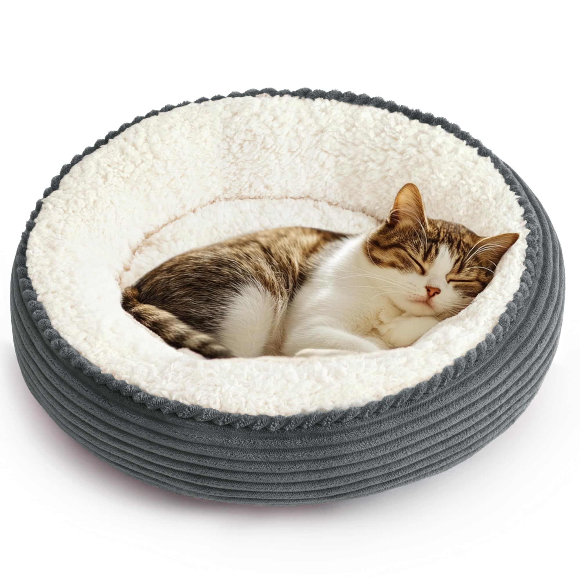 Love'S Cabin Round Donut Cat And Dog Cushion Bed, 20In Pet Bed For Cats Or Small Dogs, Anti-Slip Water-Resistant Bottom, Super S