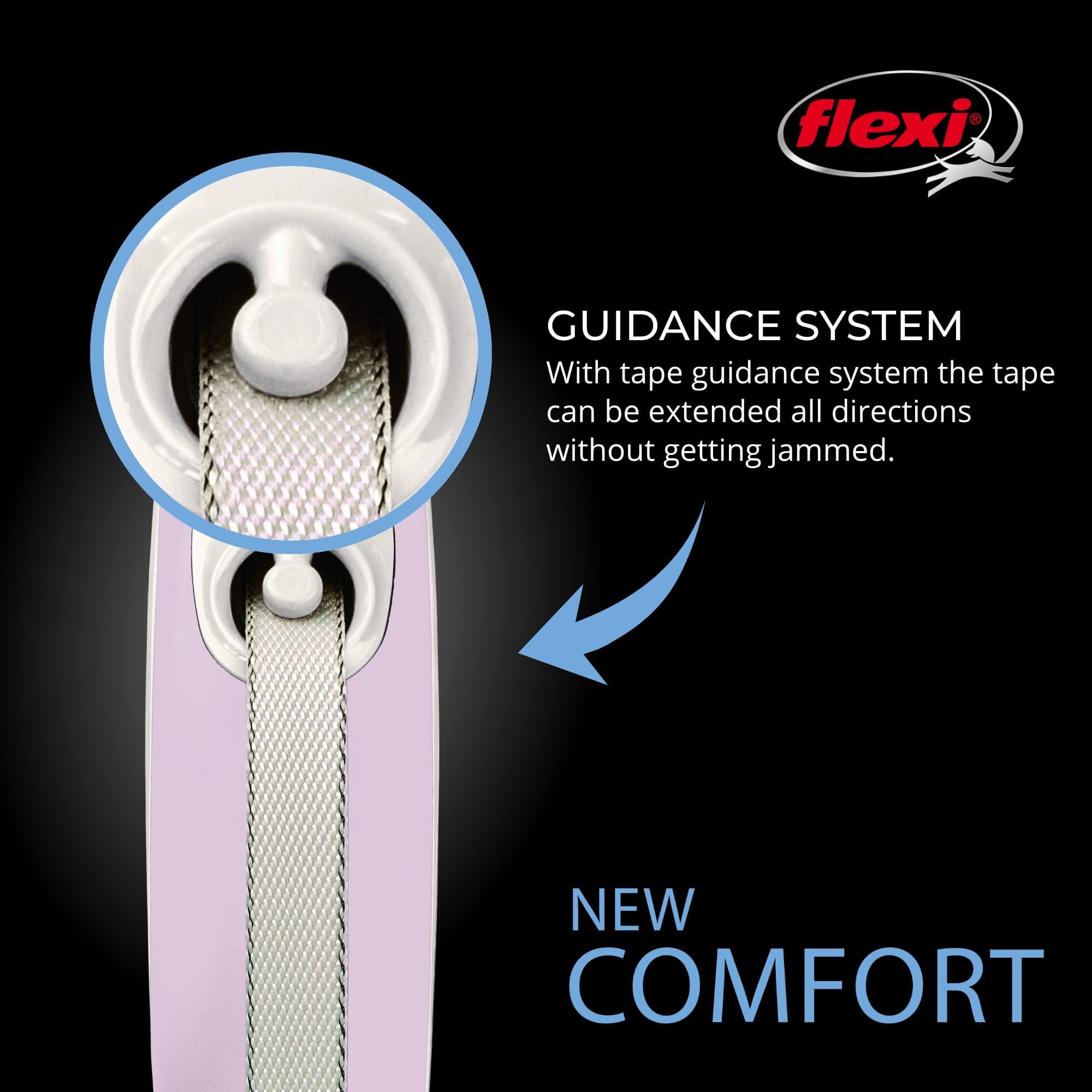 Flexi® New Comfort Retractable Dog Leash (Tape), Ergonomic, Durable And Tangle Free Pet Walking Leash For Dogs Up To 26 Lbs, 10 Ft, Extra Small, Pink/Rose