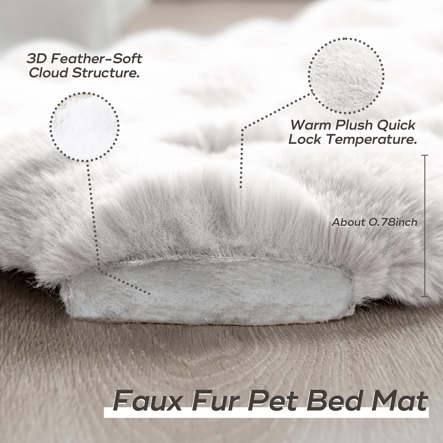 Somahe Plush Dog Bed Mat Faux Fur Cat Beds For Indoor Cats With Anti-Slip Bottom Kitten Self Warming Bed For Couch/Floor/Dog & P