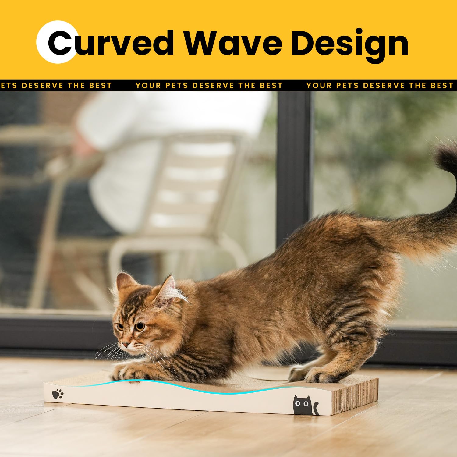 Cat Scratcher, Durable Scratch Pad, Corrugated Cardboard Scratching Board For Indoor Cats, Heavy Duty, Double-Sided Usability, R