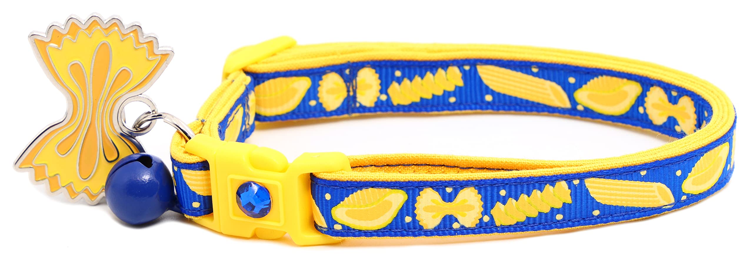 Noodle Cat Collar - Safety - Breakaway - Charm And Bell - Pugs2Persians (Large(10Lbs & Up), Blue)