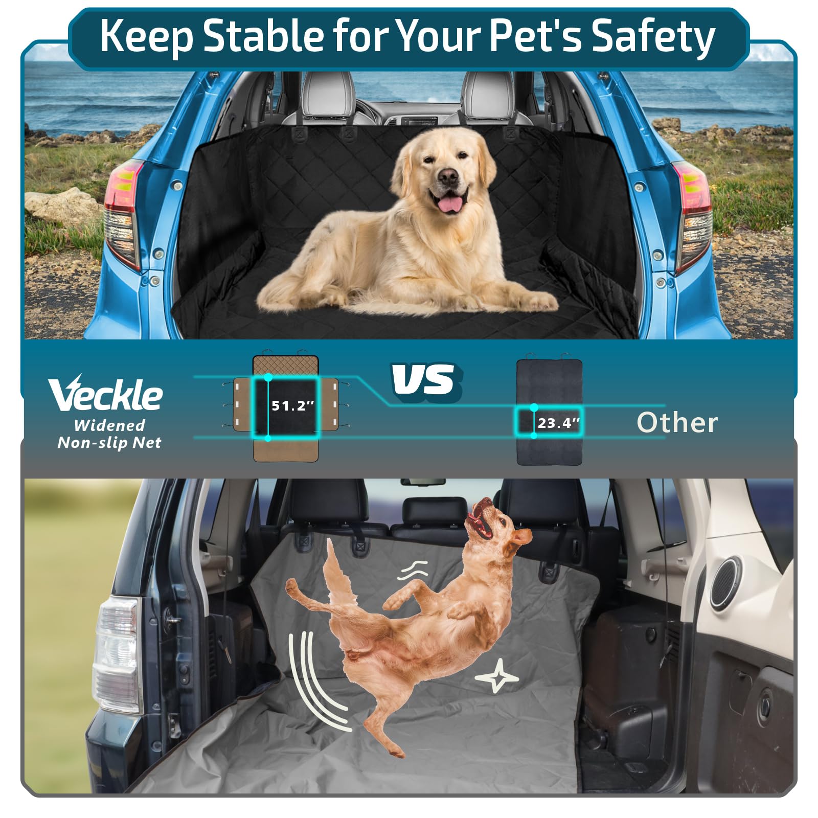 Veckle Suv Cargo Liner For Dogs - Universal Fit Trunk Cover For Dogs Water Resistant Nonslip With Side Flaps, Cargo Liner For Su