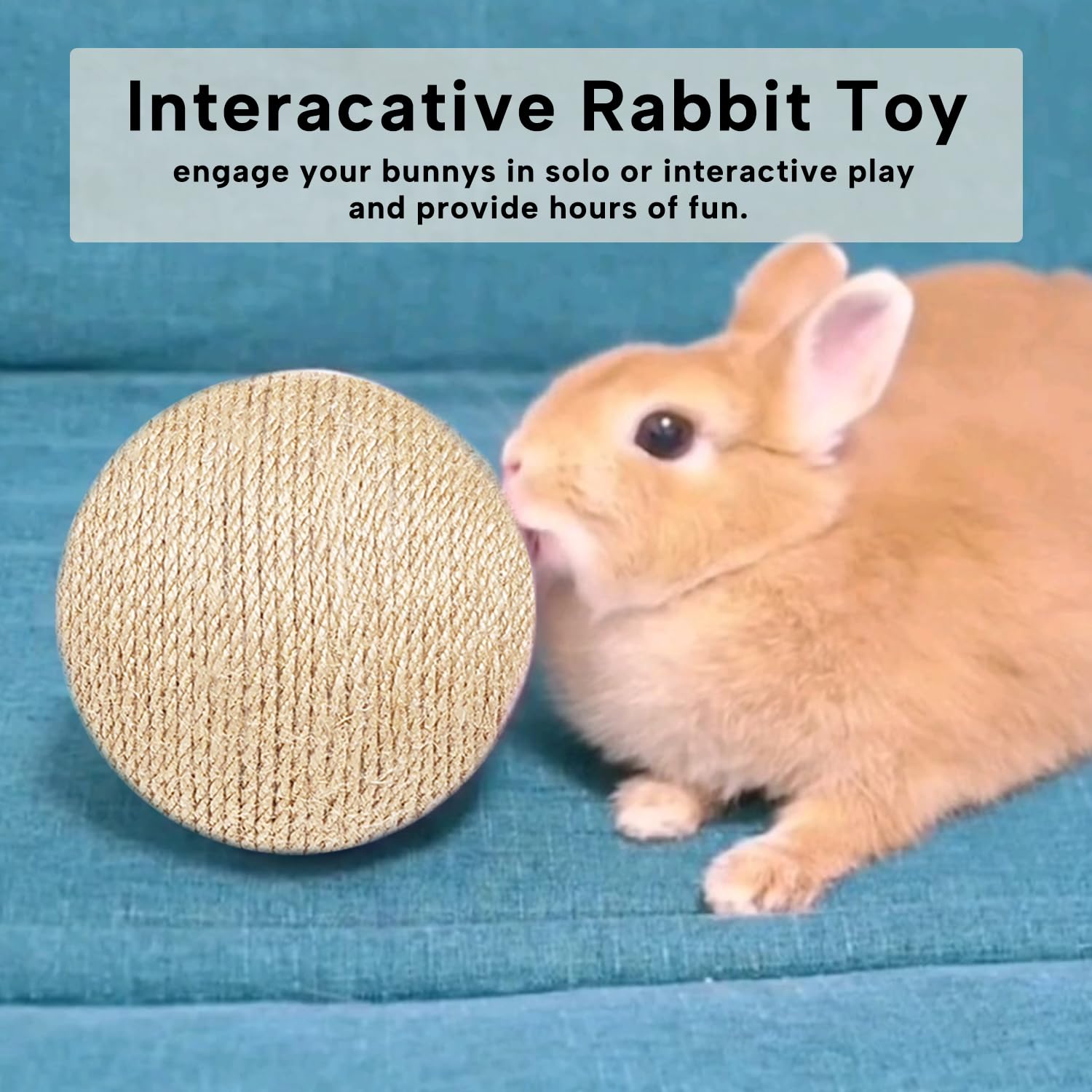 Keyide Extra Large Rabbit Ball Toy, 4.7In Natural Sisal Bunny Scratch Ball, Interactive Small Animal Toys For Chinchilla Guinea