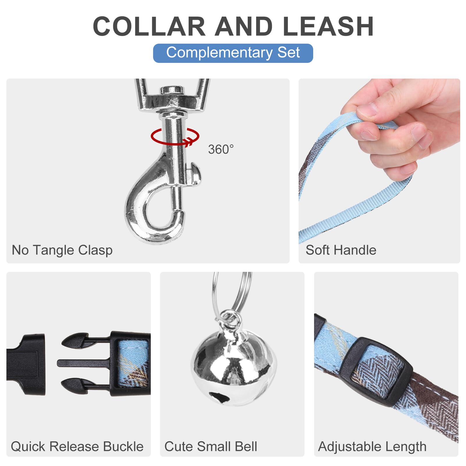 EXPAWLORER Classic Plaid Step in Dog Harness - Small Dog Collar and Leash - Soft Mesh Padded Adjustable Small Dog Vest Harness N