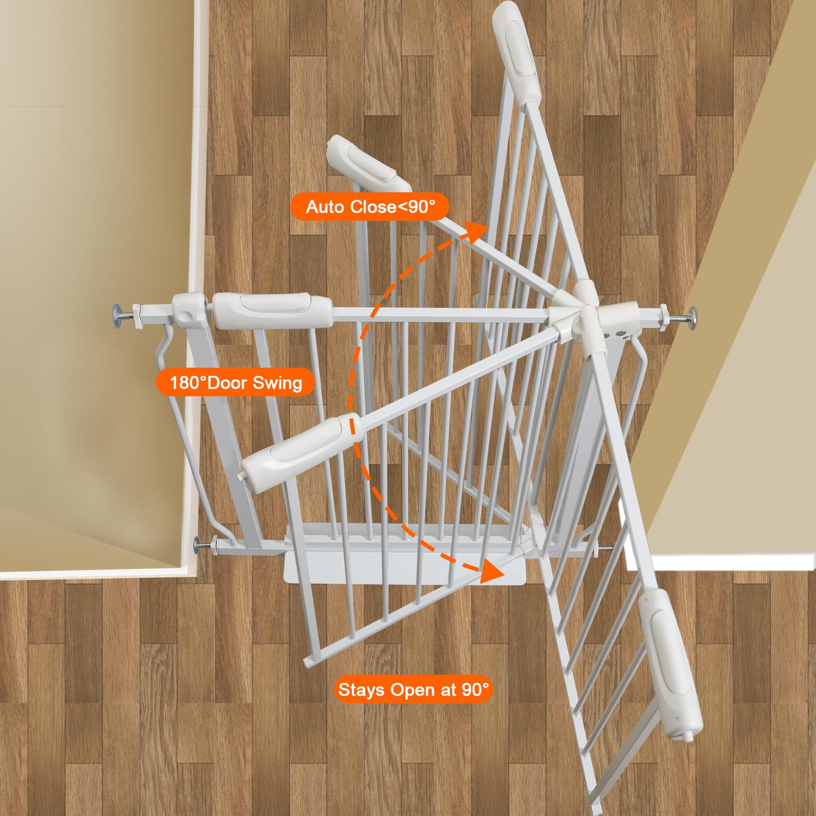 HOOEN 30 Tall Extra Wide Baby Gate for Doorways Stairs Large Long Dog Gates Pressure Mounted Indoor Safety Gates Walk Through To