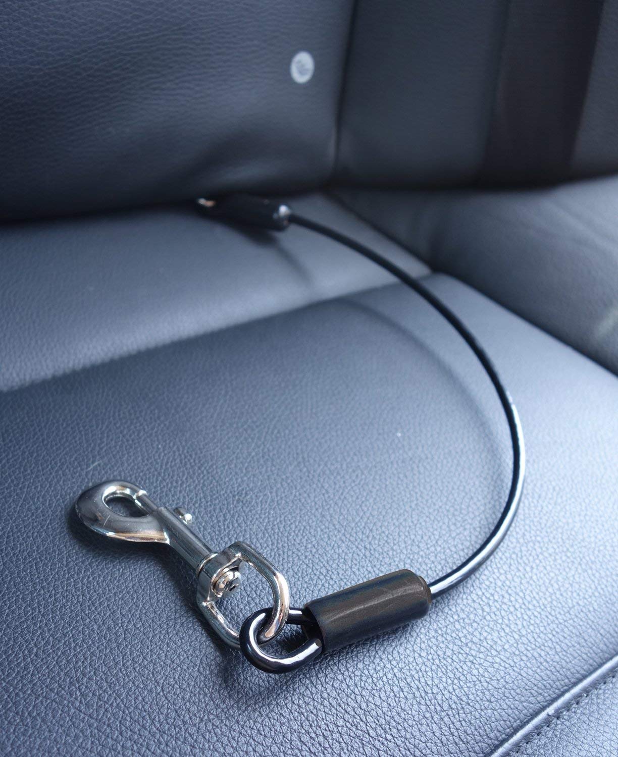 Leash Boss Dog Car Seat Belt Restraint - No-Chew Heavy Duty Car Seatbelt for Pets - 5 Sizes - Coated Steel Rope to Prevent Chewi