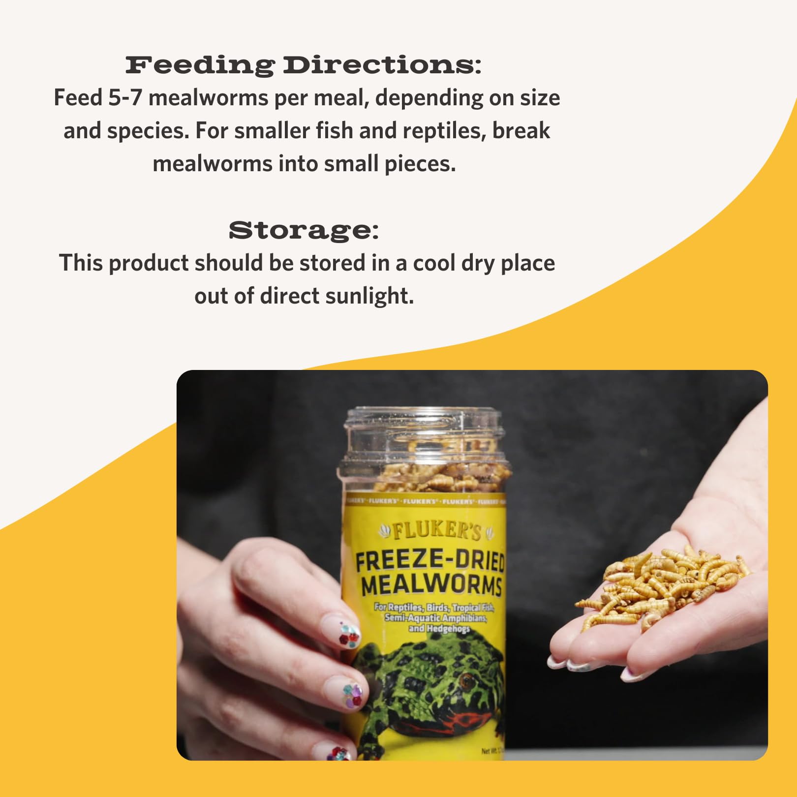 Flukers Freeze Dried Insects, Nutrient, Packed Mealworms, Ideal for Lizards, Reptiles, Birds, Fish, Hedgehogs, 1.7 oz