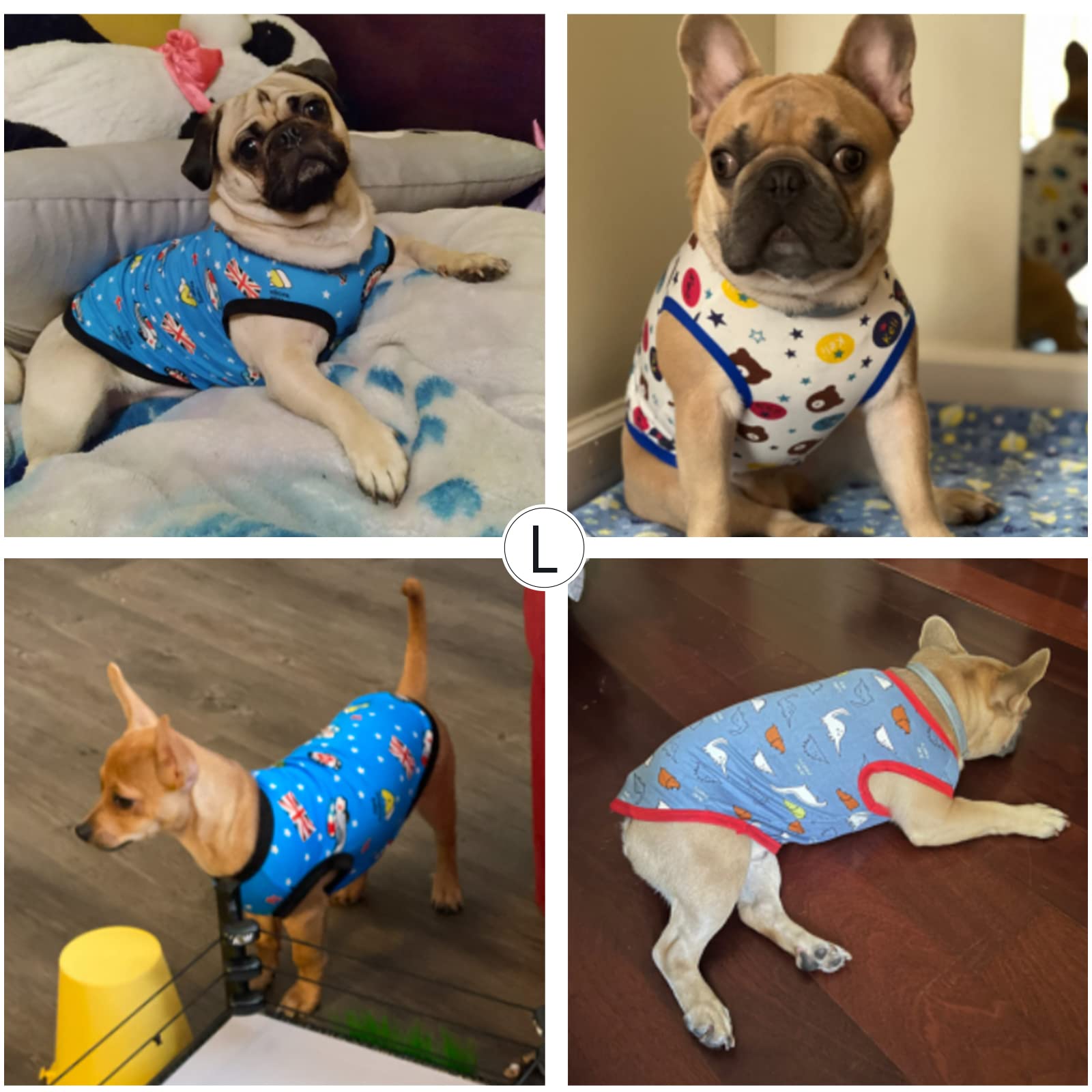 6 Pieces Dog Shirts Cute Printed Dog Clothes Soft Cotton Pet T Shirt Breathable Puppy Sweatshirt Apparel Outfit For Pet Dog (M)