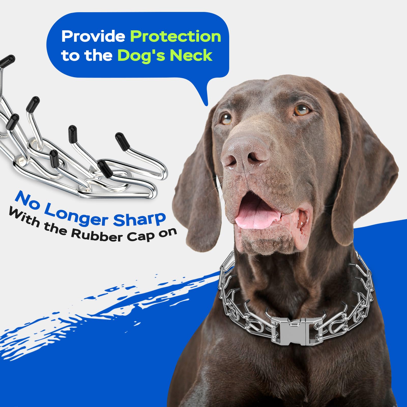 Toptakeit Pinch Prong Collar For Large Medium Small Dogs, Stainless Steel Choke Collar For Dogs With Qucik Release Buckle