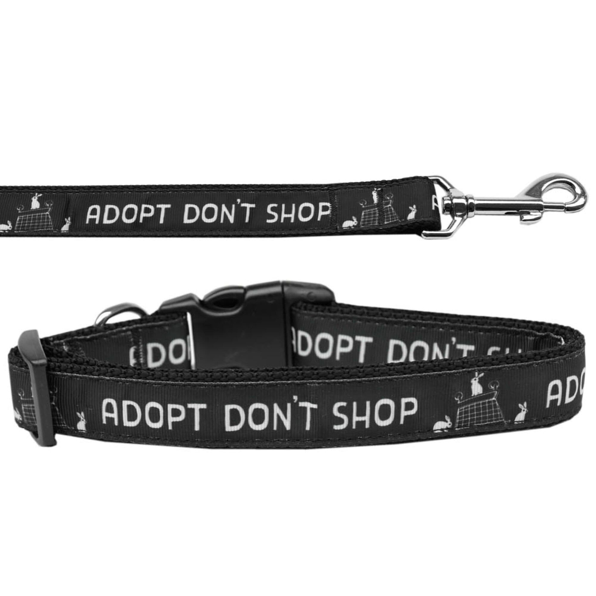 Pet Dog & Cat Nylon Collar or Leash, &quot;Adopt Don't Shop&quot; SM Collar
