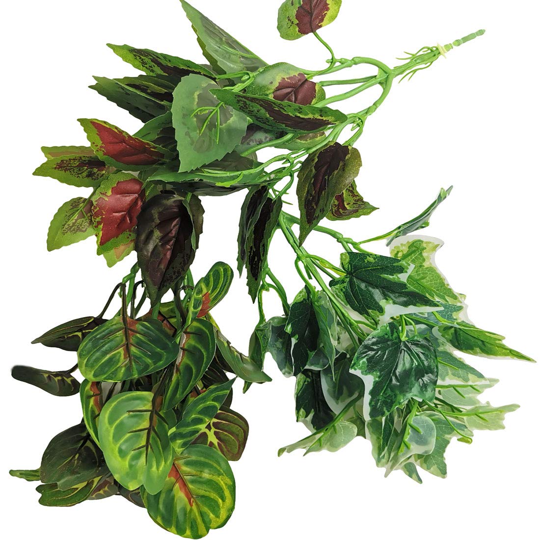 Kathson Reptile Terrarium Plants Hanging Artificial Lizards Habitat Climbing Decorations With Suction Cups Pets Tank Fake Green