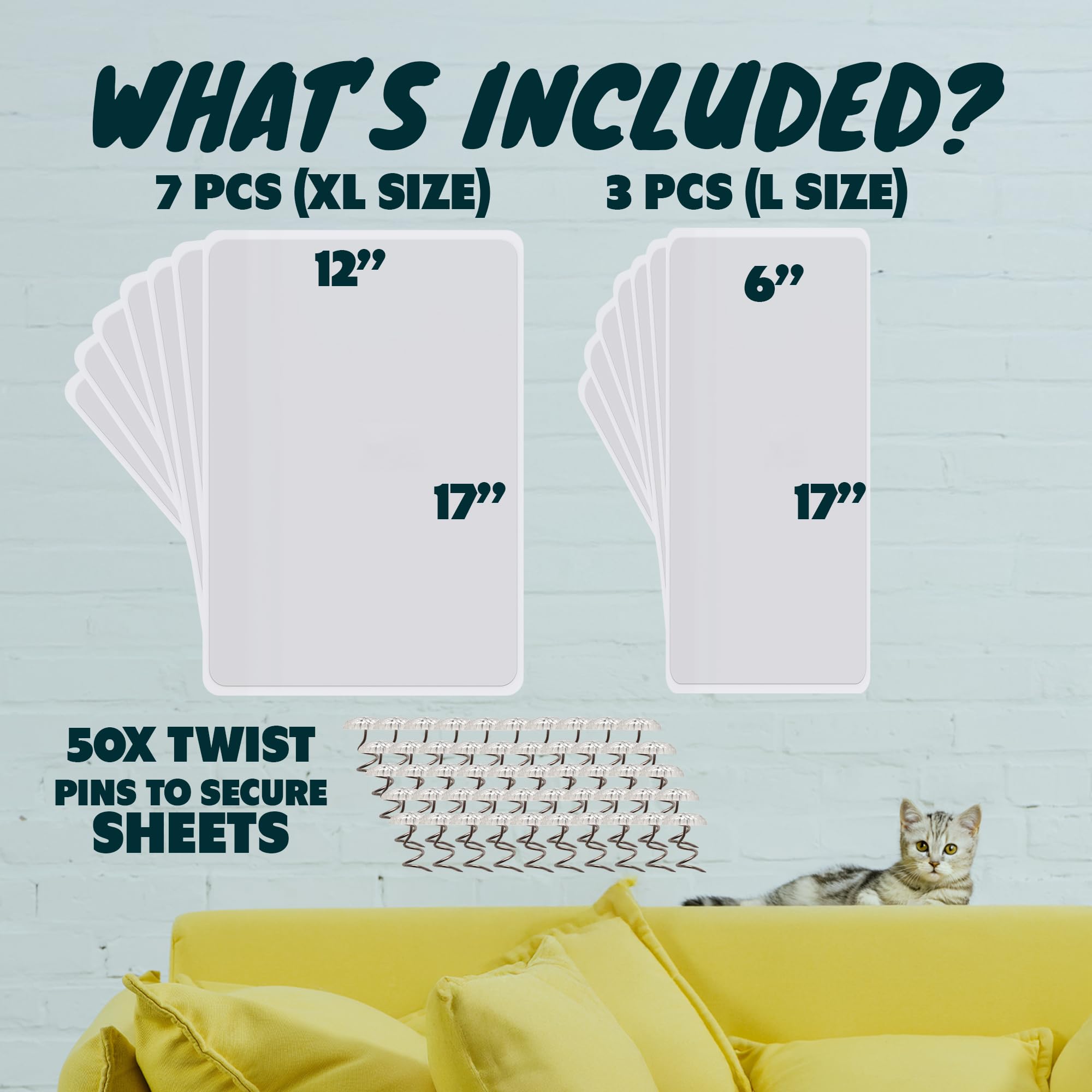 Cat Couch Protector, 10 Pack, Anti Cat Scratch Furniture Protector, Couch Protector For Cats, Furniture Protectors From Cats, Couch Cat Scratch Protector