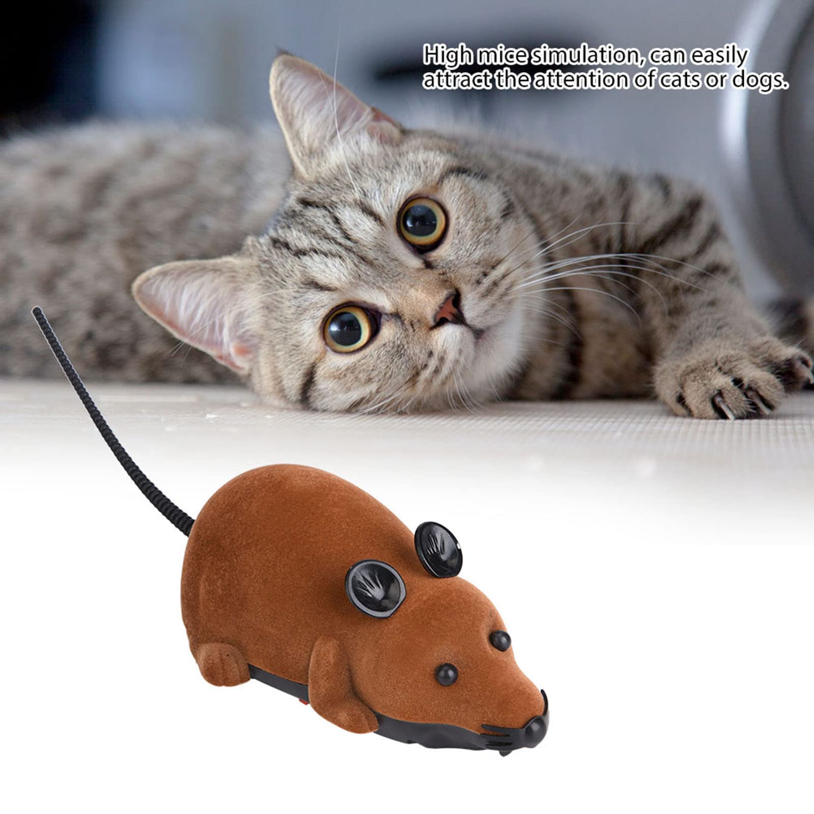 Tyenaza Interactive Cat Toy Mouse, Funny Chasing Electric Kitten Toy Electronic Wireless Remote Control Mock Mouse Mice Toys(Bro