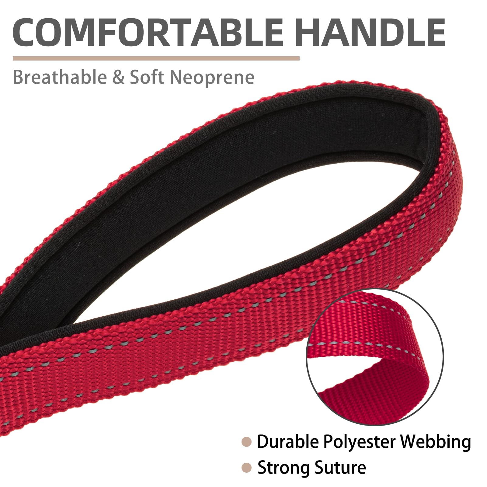 Pupteck Reflective Short Dog Leash - 3 Packs 2.5Ft/ 1.5Ft/ 1Ft Nylon Dog Leash With Strong Clip, And Soft Padded Handle, Durable Training Leash For Small Medium Large Dogs Cats Walking Outside Red