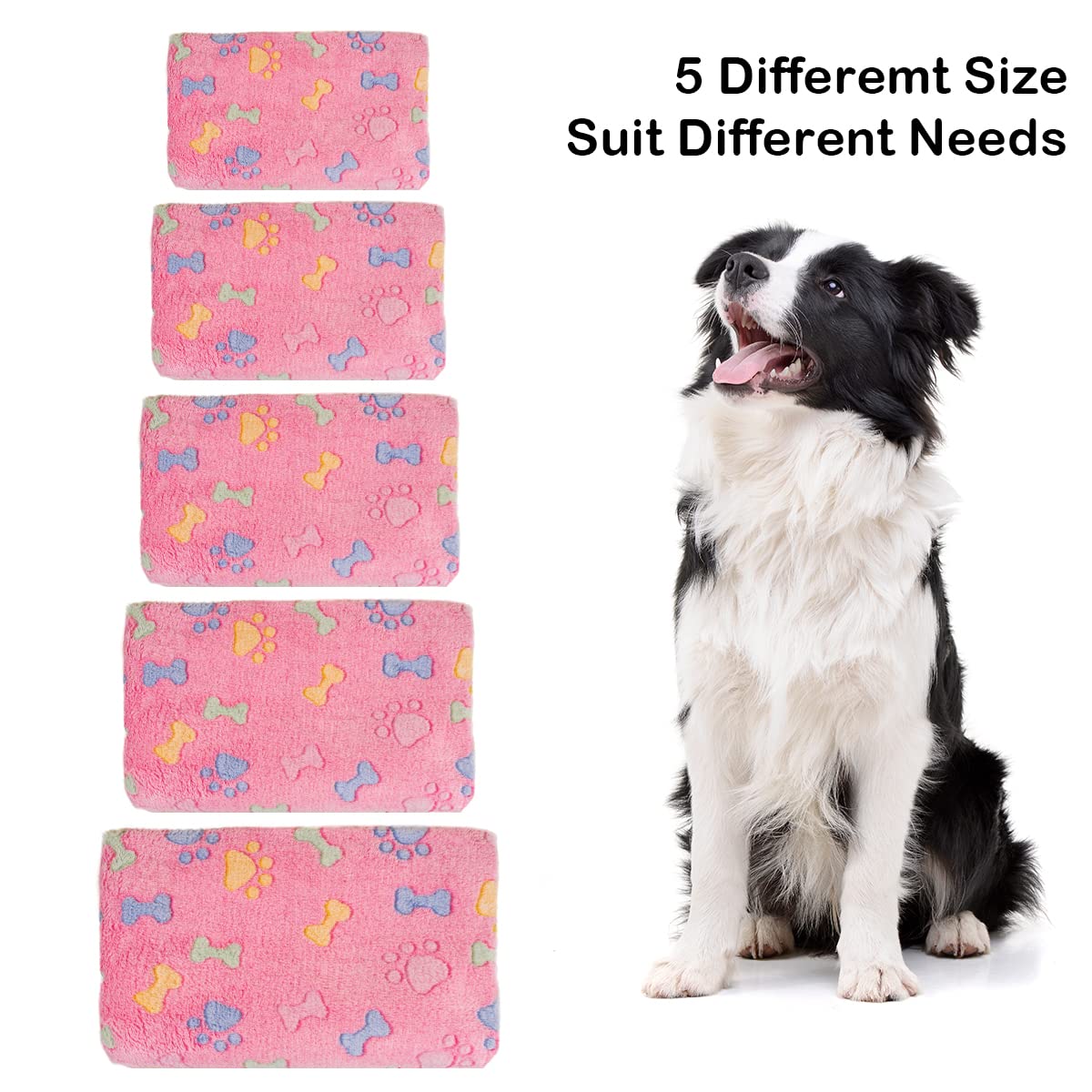 Dono 1 Pack 3 Dog Blankets, Soft Fluffy Fleece Pet Blanket Warm Sleep Mat Paw Print Design Puppy Kitten Throw Blankets Doggy Bla