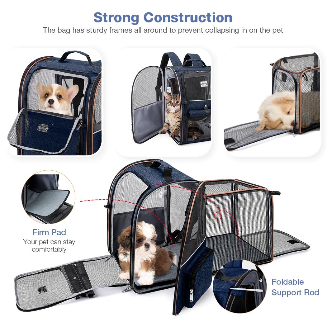 Lekebobor Extra Large Cat Backpack Carrier Expandable Pet Carrier Backpack For Small Dogs Medium Cats Fit Up To 18 Lbs, Dog Back