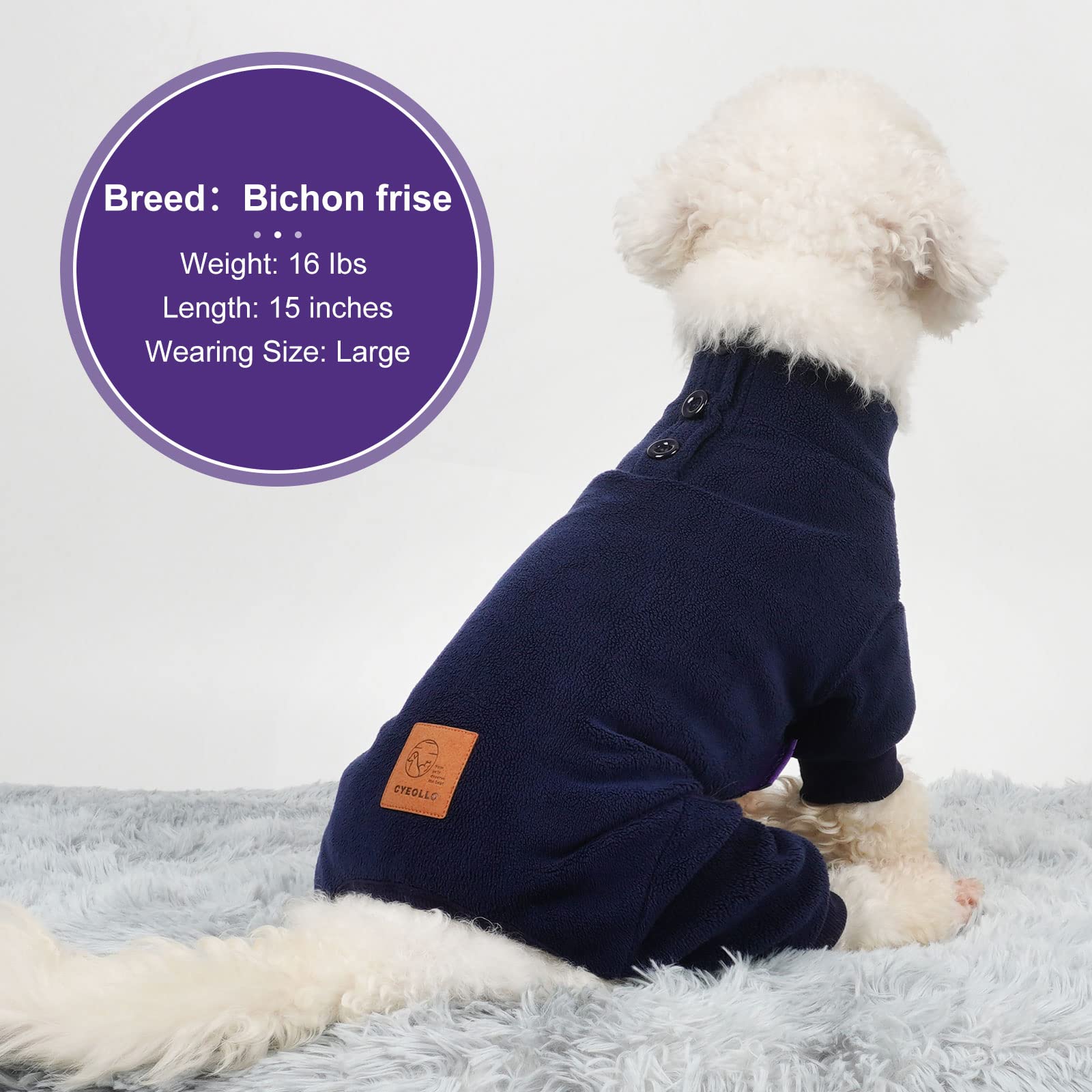 Cyeollo Fleece Dog Onesie Pajamas - Warm & Stretchy Winter Dog Pjs Xl, Navy