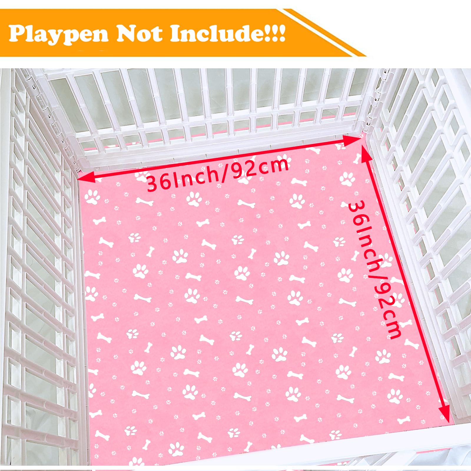 Dog Playpen Bottom Pad Fits For 36 Inch 4 Panels Exercise Pet Playpen, Dog Crate Pad Puppy Playpen Pad, Hoop And Loop Design (No