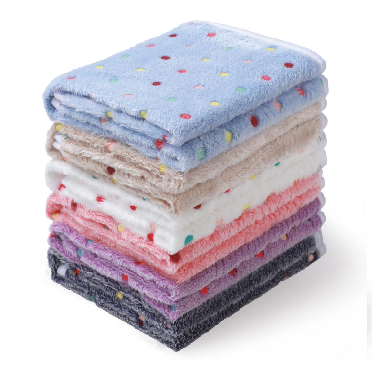 1 Pack 6 Blankets Dog Cat Soft Fluffy Fleece Pet Blanket Warm Cute Print Design Puppy Kitten Blanket Doggy Dot Small(23X16)