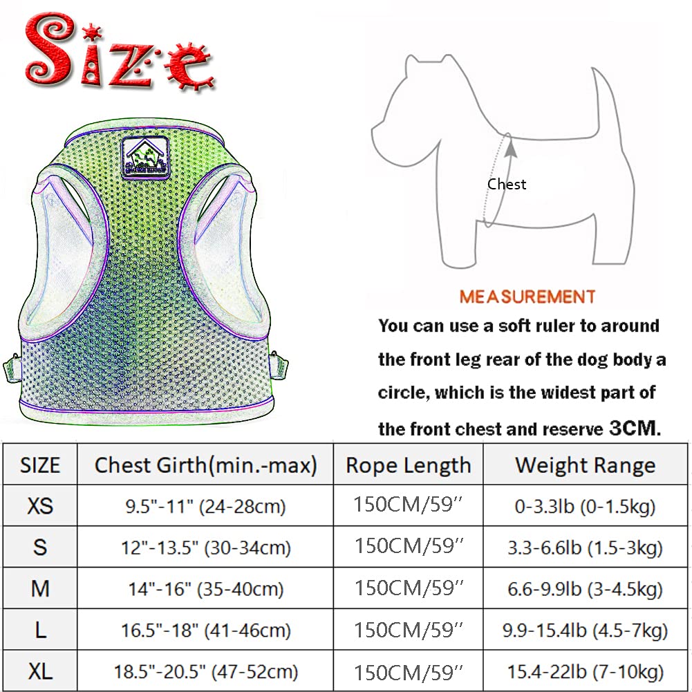 Feimax Dog Harness And Leash Set, No-Pull Breathable Soft Mesh Puppy Vest Harness Reflective Adjustable Pet Harnesses For Small Medium Dogs And Cats - Outdoor Easy Control For Walking (M, Purple)