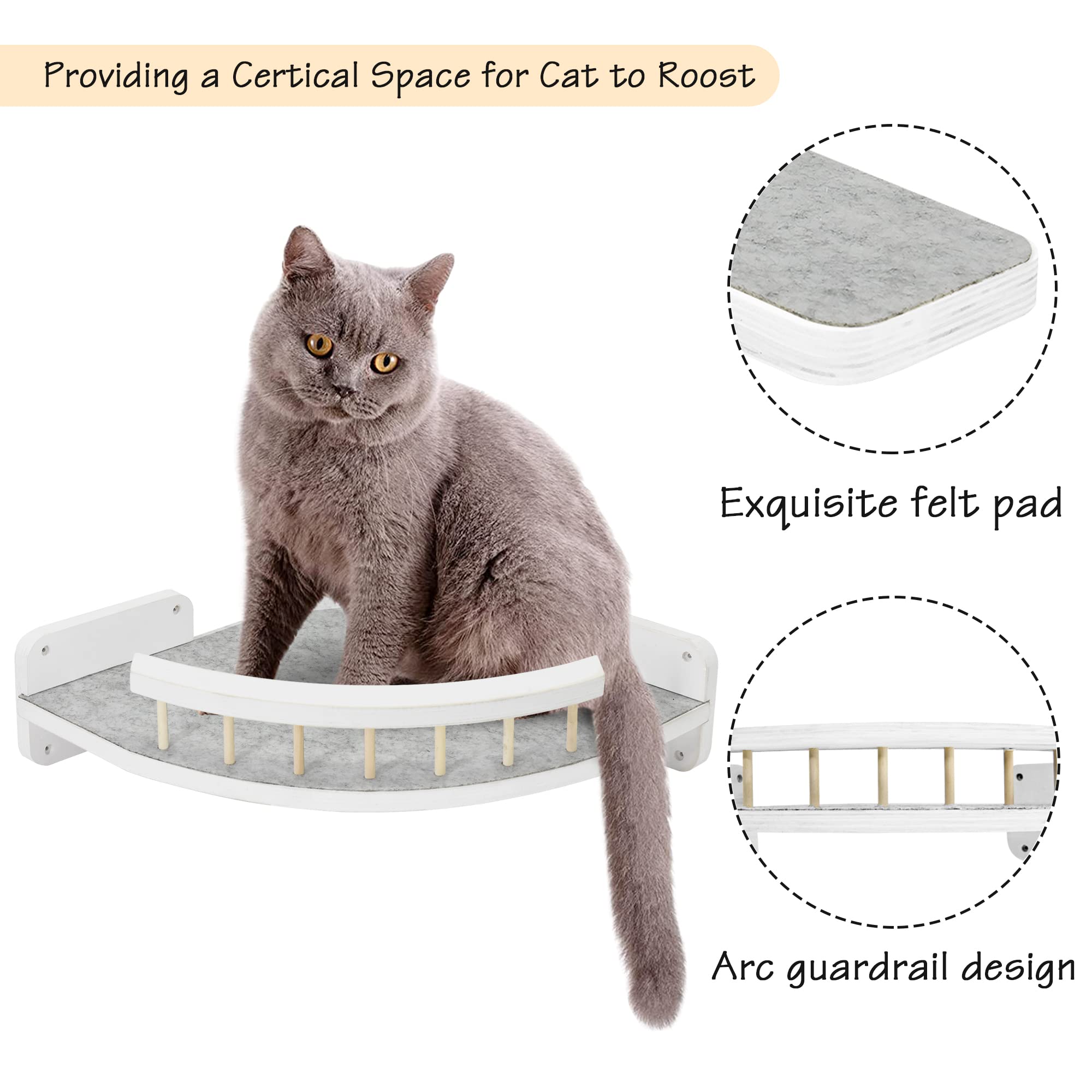 Cat Hammock Cat Wall Shelves With 3 Steps, Cat Shelves And Perches For Wall, Cat Wall Furniture Cat Climbing Shelf, Cat Scratching Post Cat Wall Shelf For Indoor With Plush Covered, Gift For Cat