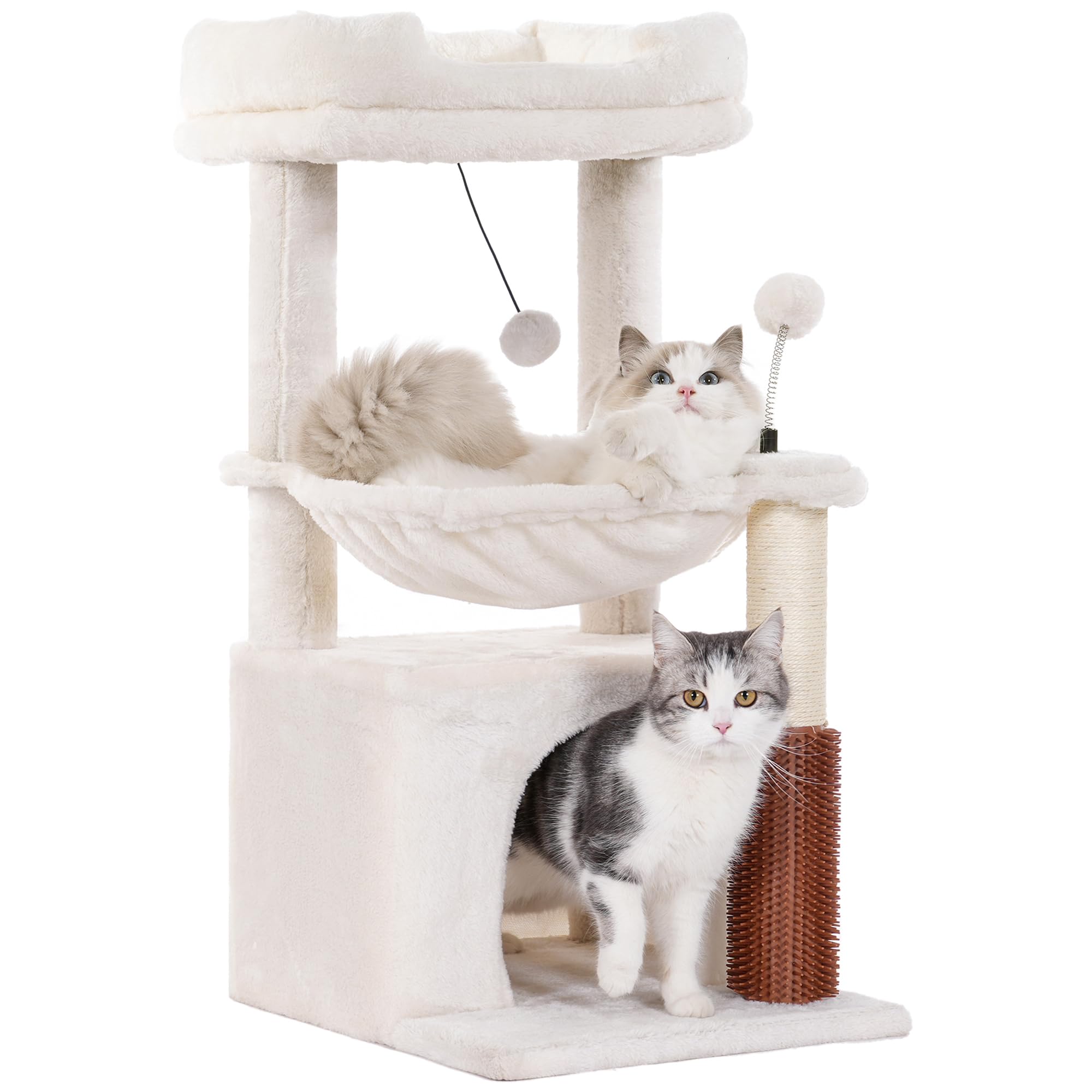 Pawfessor Cat Tree 32 Inches Small Cat Tree For Large Cats Adult Cat Tower With Scratching Post,15.7   Large Hammock And Self Gr