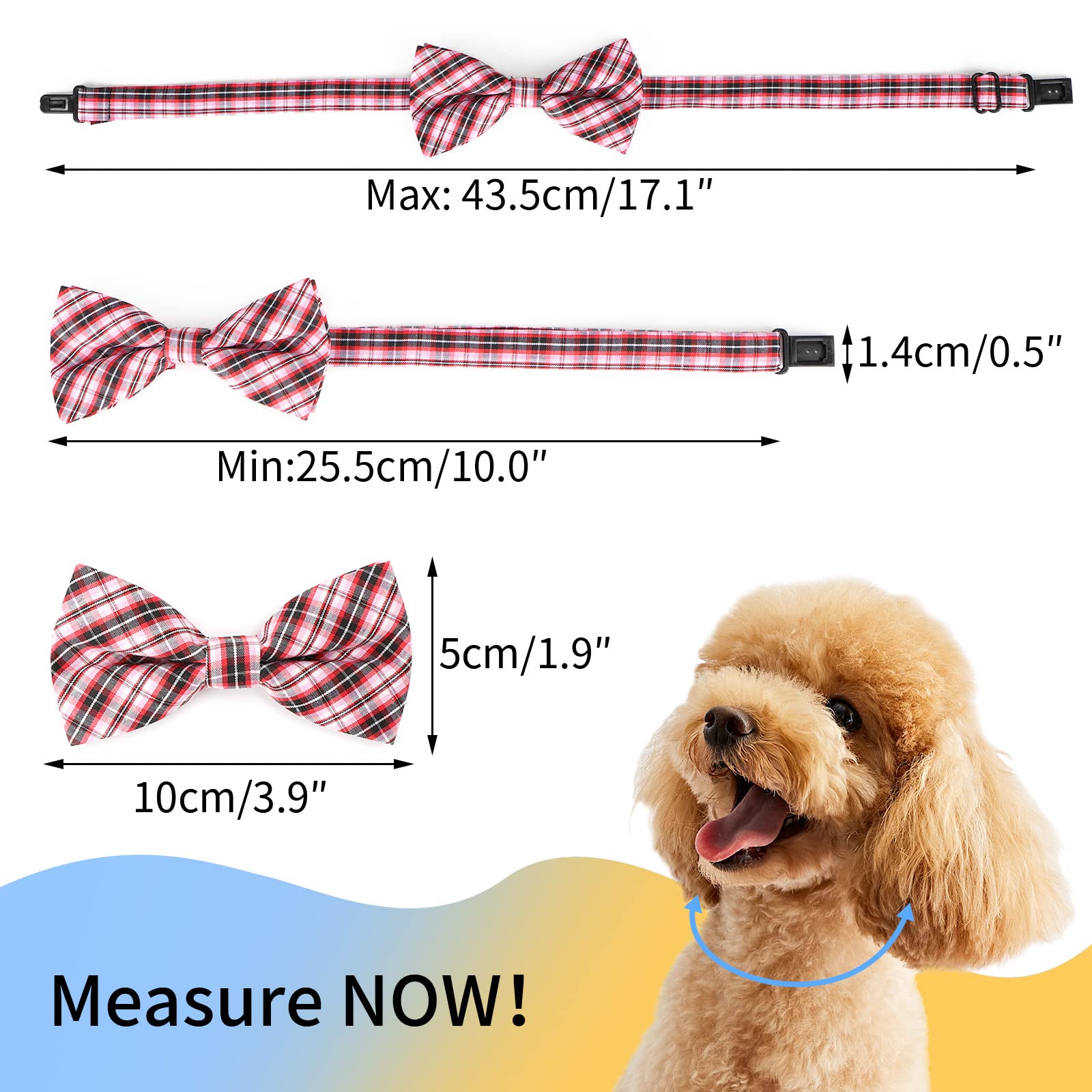 Segarty Dog Bow Tie, 10 Pcs Bowties Dog Collar Holiday Cat Collar Grooming Bulk Bows For Pet Puppy Photography Festival Party Neck Wear Gift, Cute And Plaid Patterned