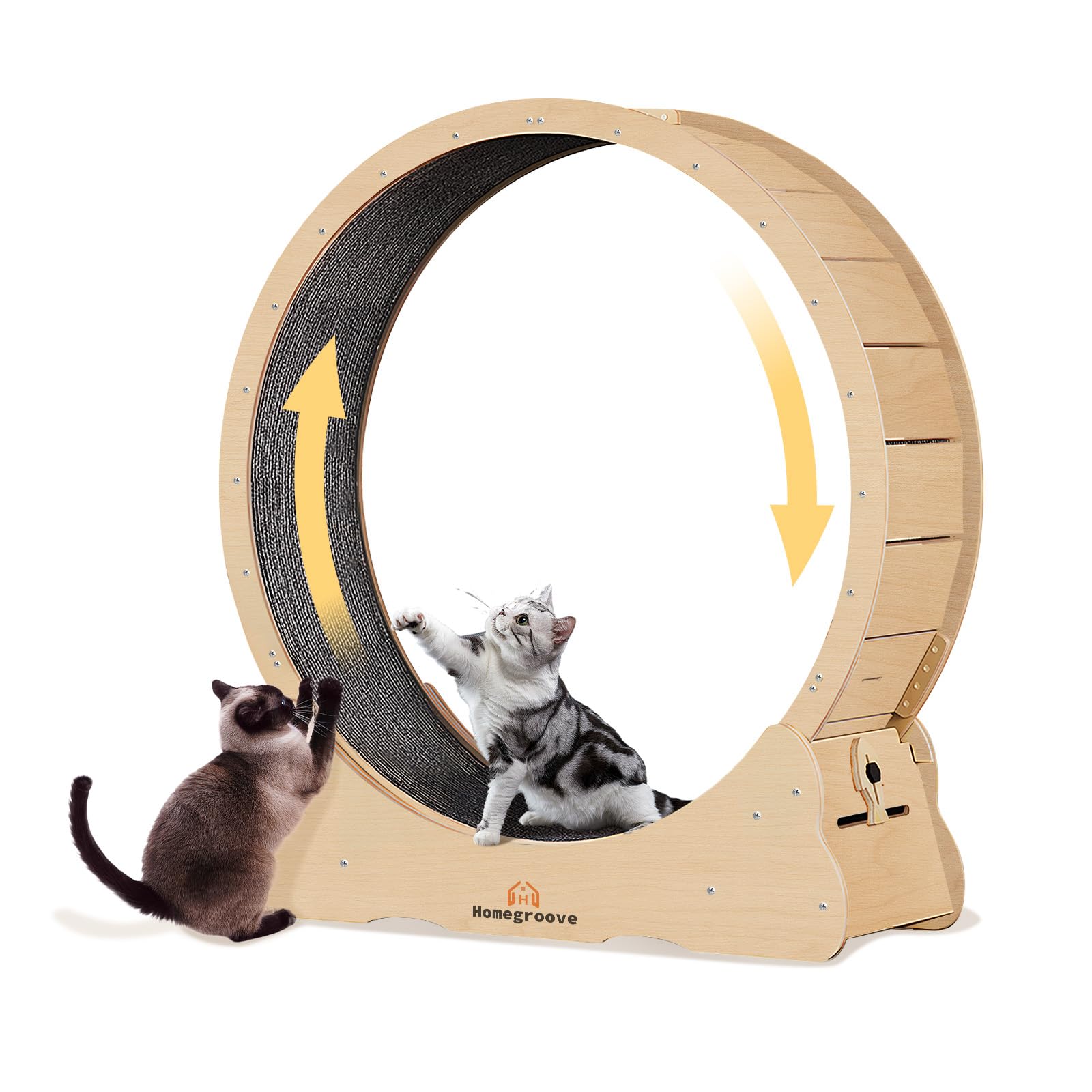 Homegroove Cat Exercise Wheel For Indoor Cats, 46'' Large Xl Cat Running Treadmill Wheel With Carpeted Runway For Kittys Longer 