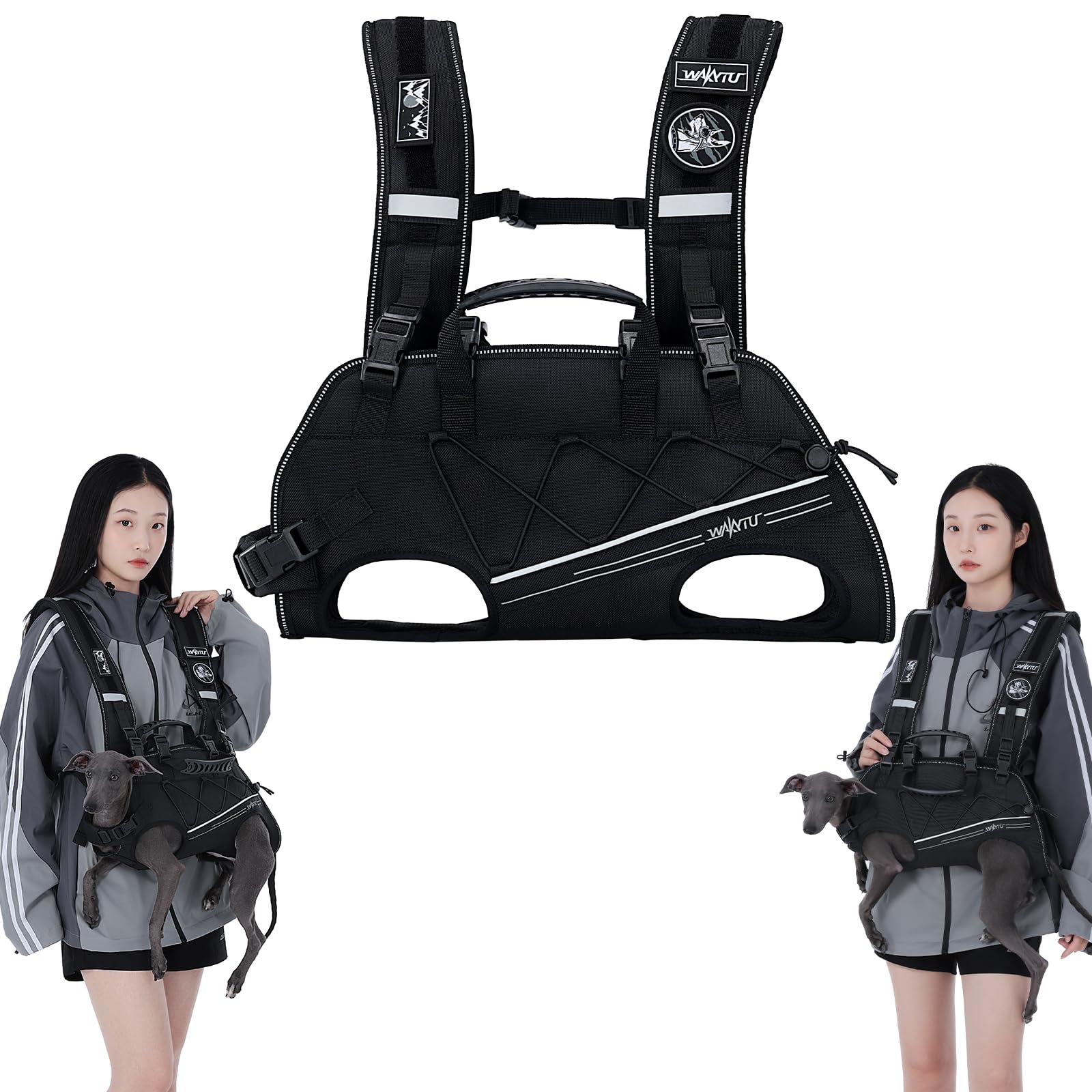 Wakytu Dog Lift Harness for Small Dogs,Dog Backpack Carrier,Adjustable Padded Breathable Straps for Dogs, Disabled, Joint Injuri
