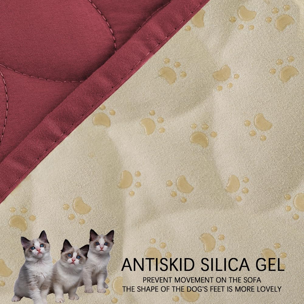 Ameritex Waterproof Pet Bed Cover Anti-Slip Dog Bed Blanket for Sofa and Furniture Waterproof New Pattern Design (Burgundy, 30x9