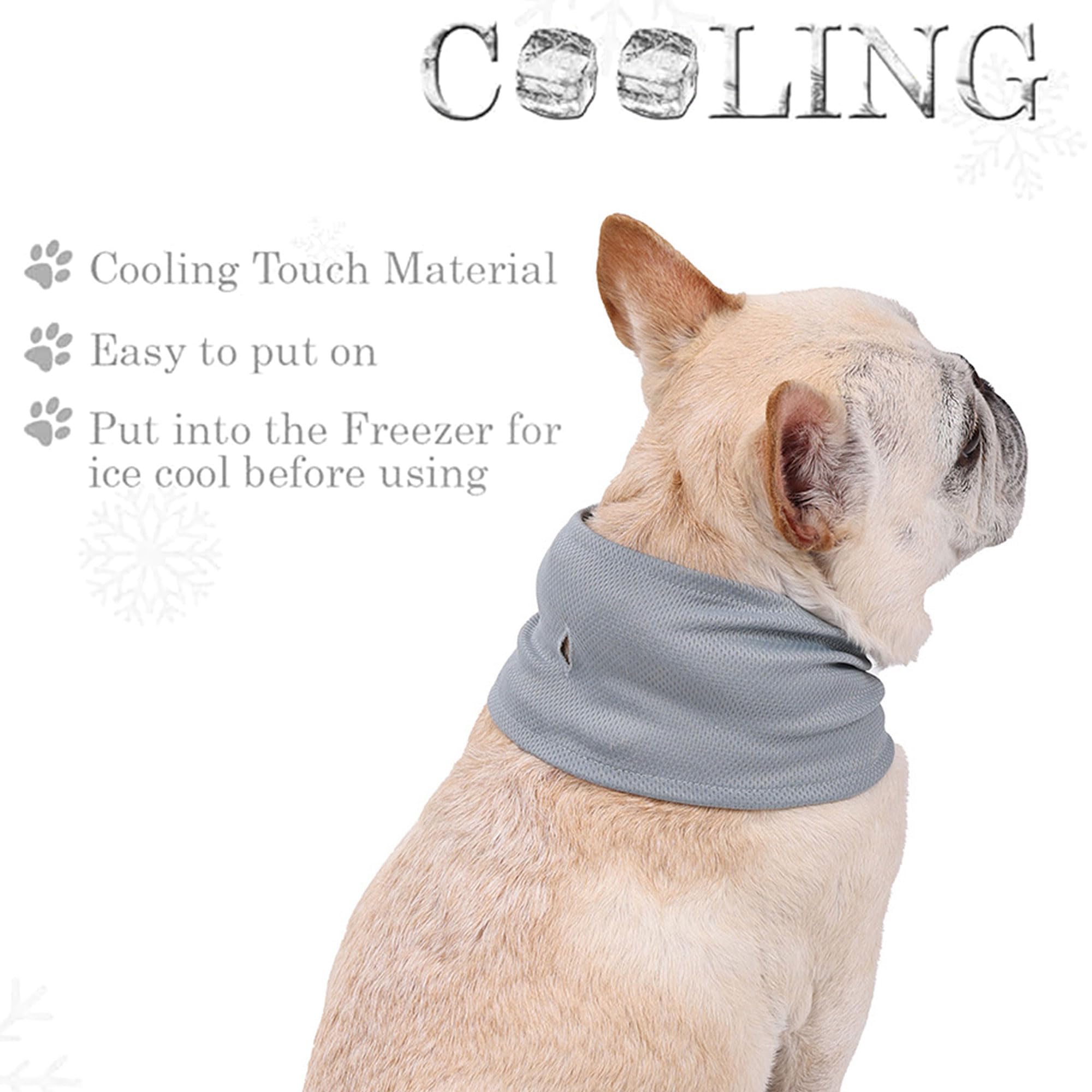 Nacoco 2 Pcs Dog Instant Cooling Scarf Summer Pet Bandana Cats Collar Ice Towels For Bulldog (Gray, L)